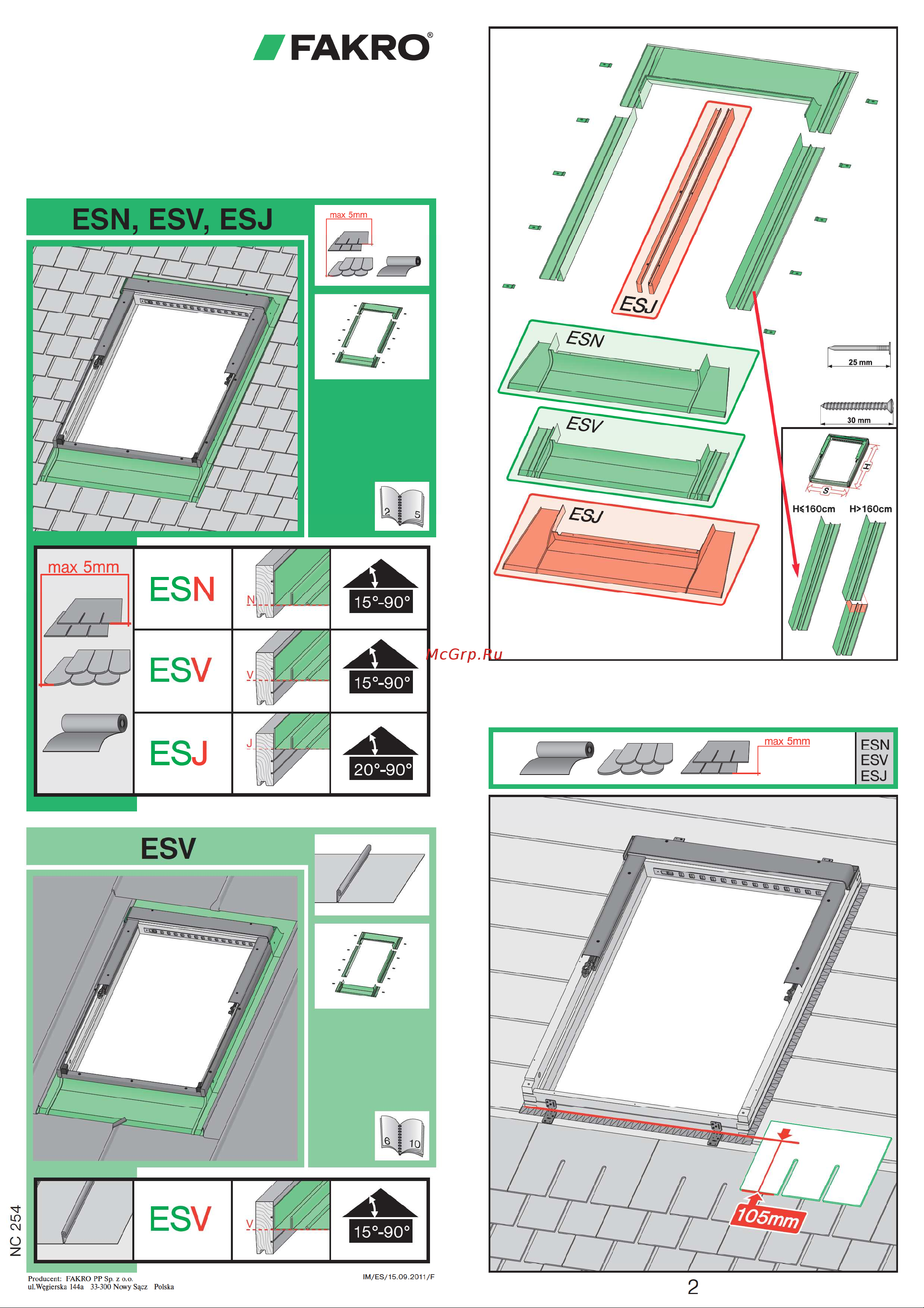 FAKRO ESV для FTP_ (CH) 78x98 01110105 Инструкция по монтажу онлайн