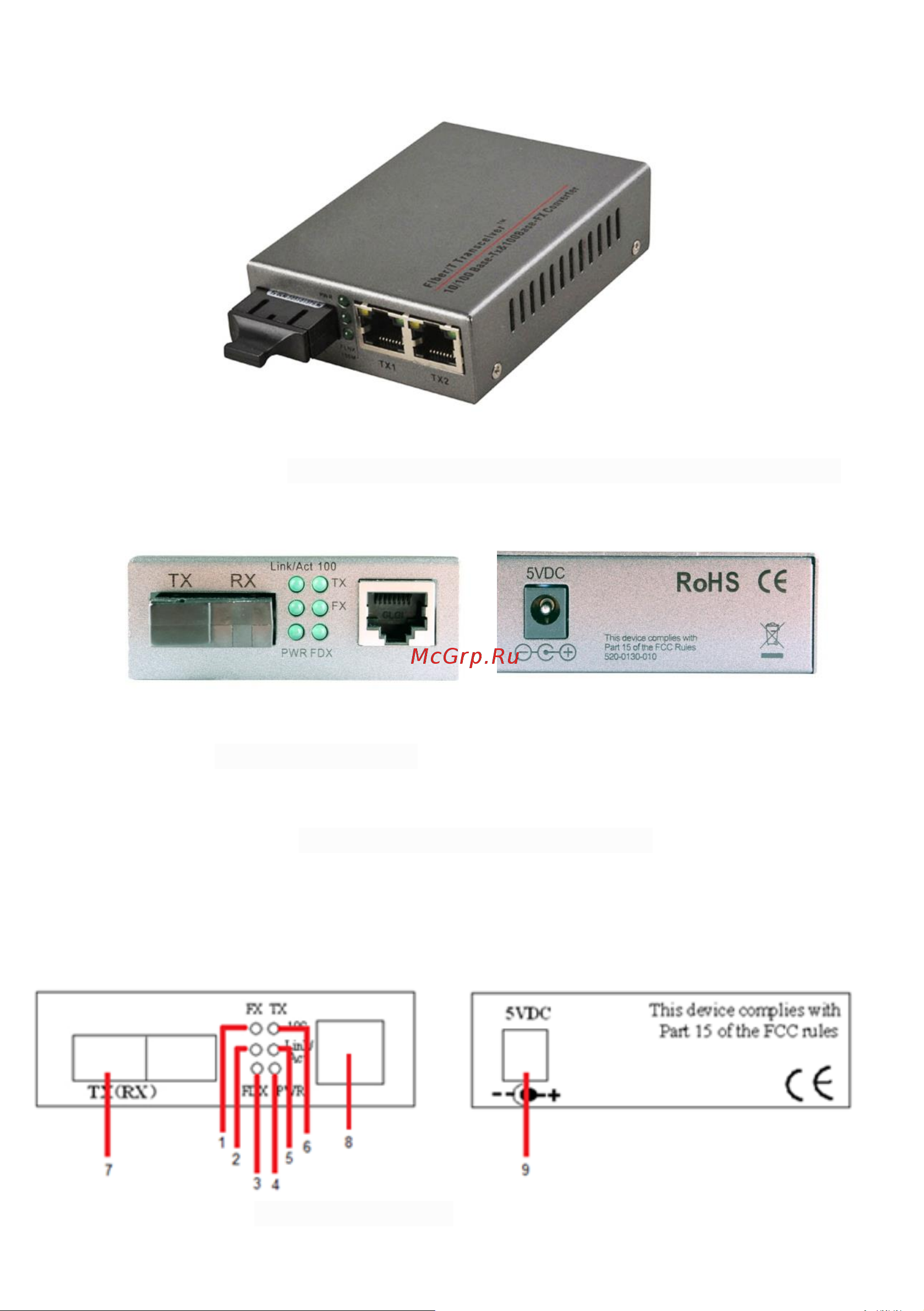 Osnovo OMC-100-11S5b для передачи Ethernet по одному волокну одномодового оптического кабеля до 20км (по многомодовому кабелю до 1,5км). sct1074 Паспорт онлайн [4/10] 828699