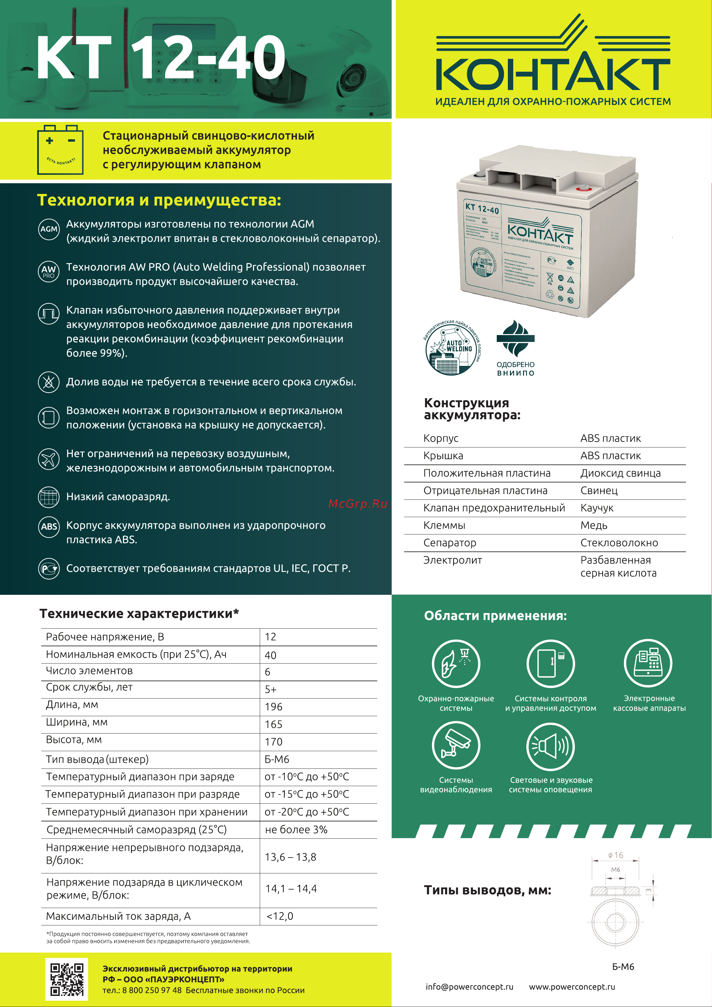 Контакт КТ12-40 Техническое описание онлайн
