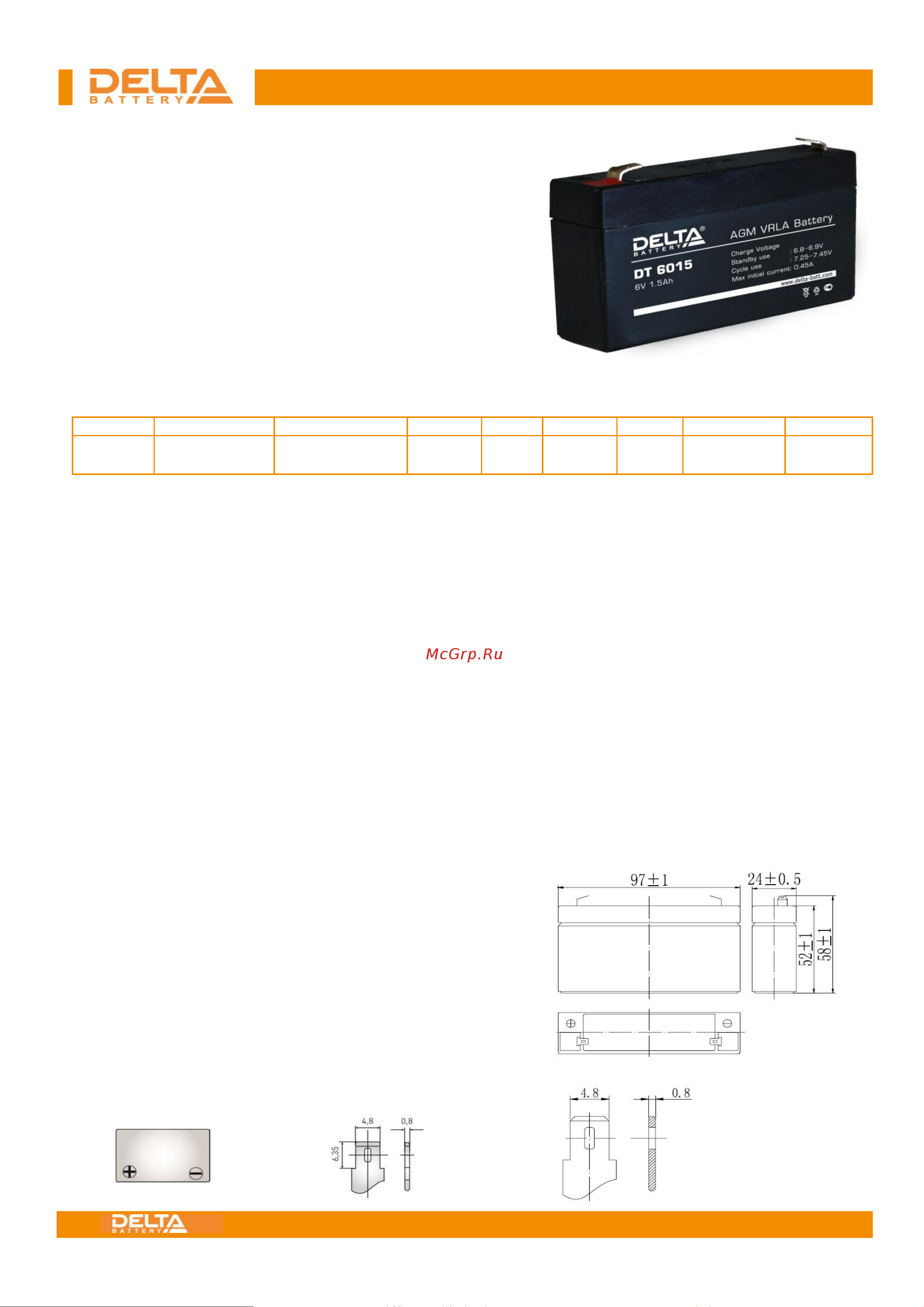 Delta DT 6015 Аккумуляторная батарея онлайн