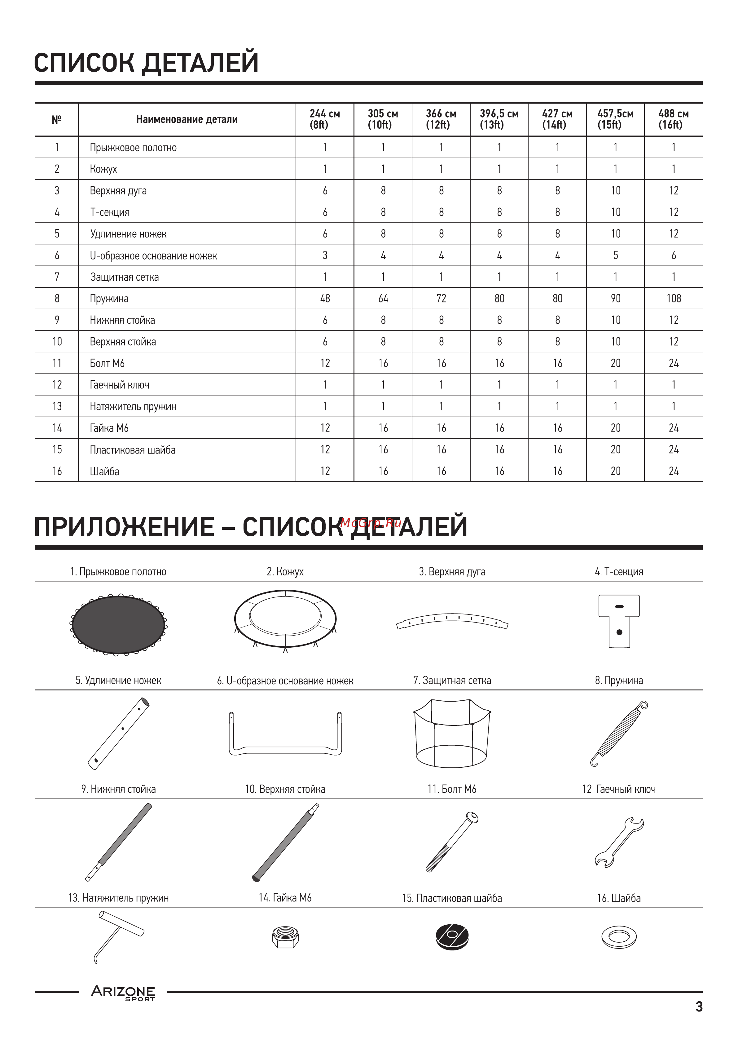 Arizone D427 см, с защитной сеткой и лестницей 80-140400 Инструкция к Arizone 80-140400 онлайн [3/10] 829391