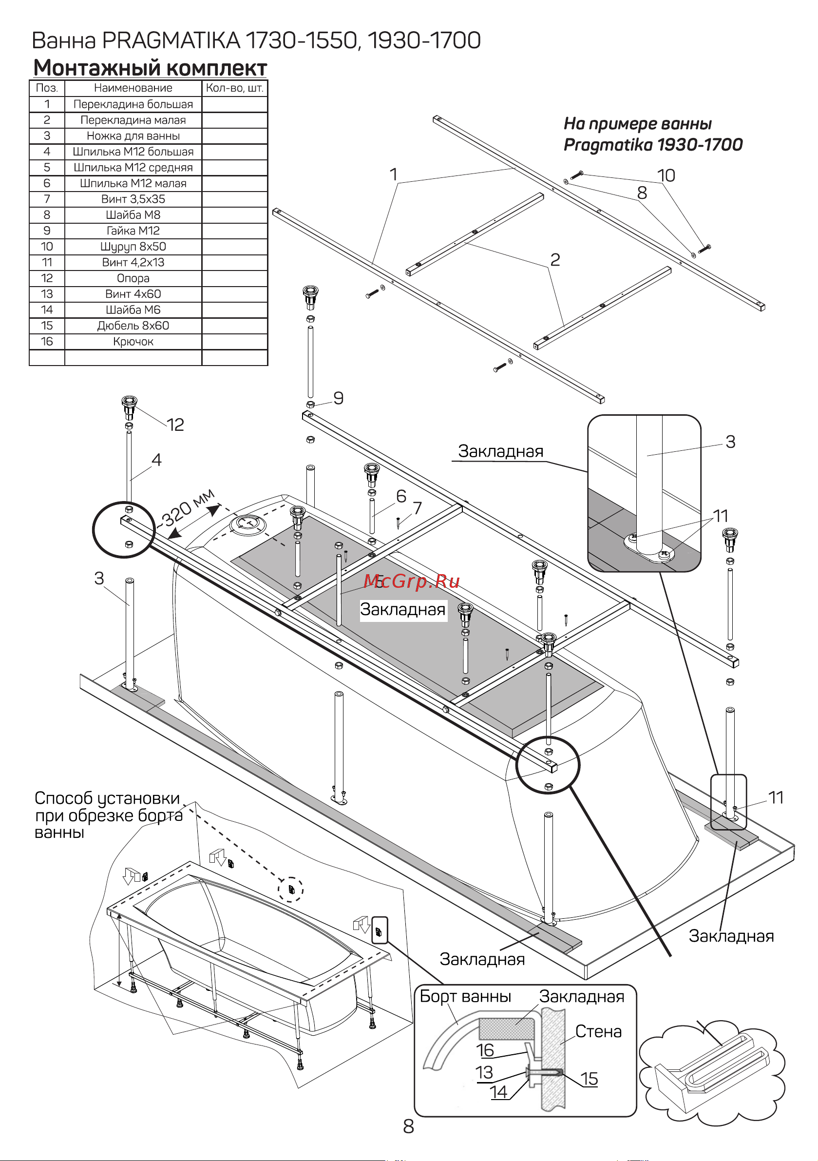 Marka One MODERN 180x75 прямоугольная белая 01мод1875 Инструкция онлайн [10/52] 856098
