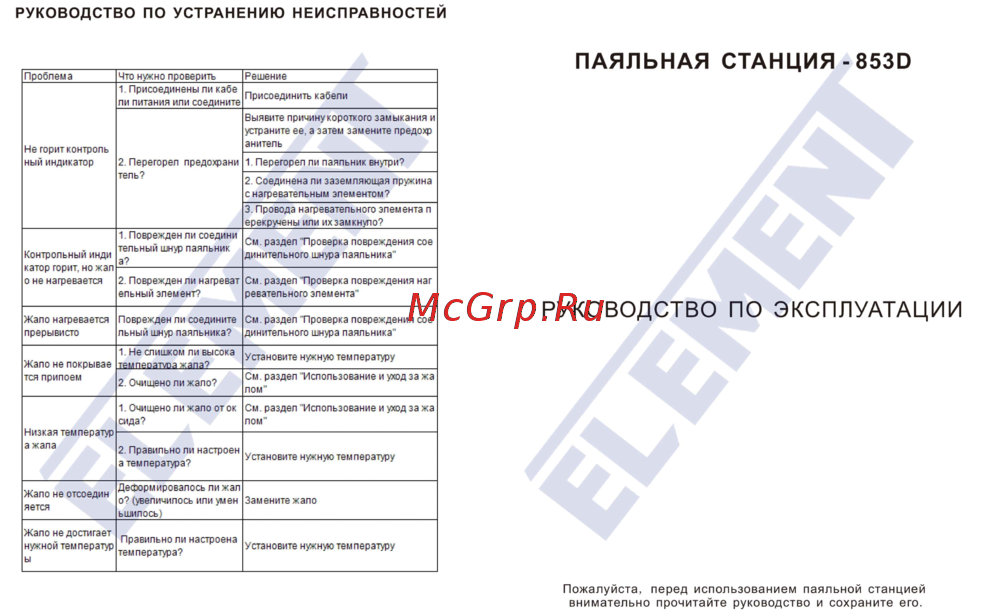 Element 853D 15v/2А 16033 Инструкция к товару