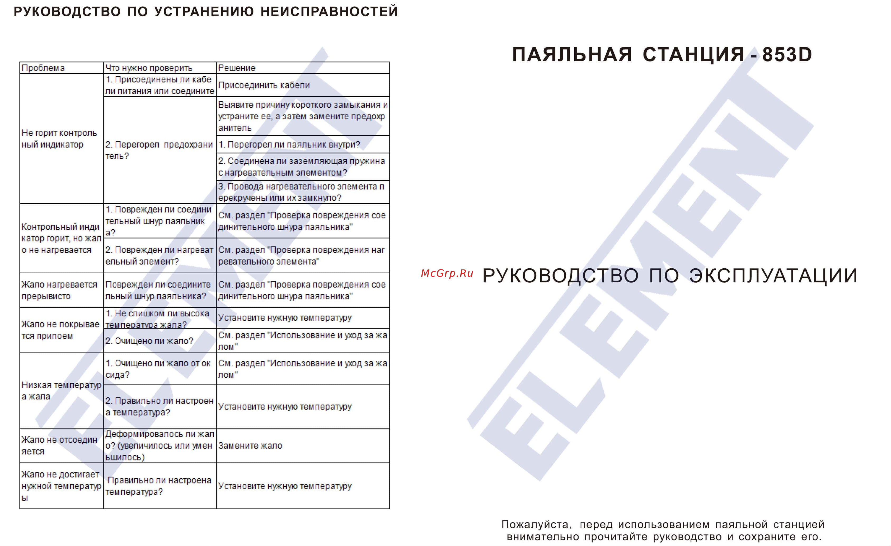 Element 853D 15v/2А 16033 Инструкция к товару онлайн