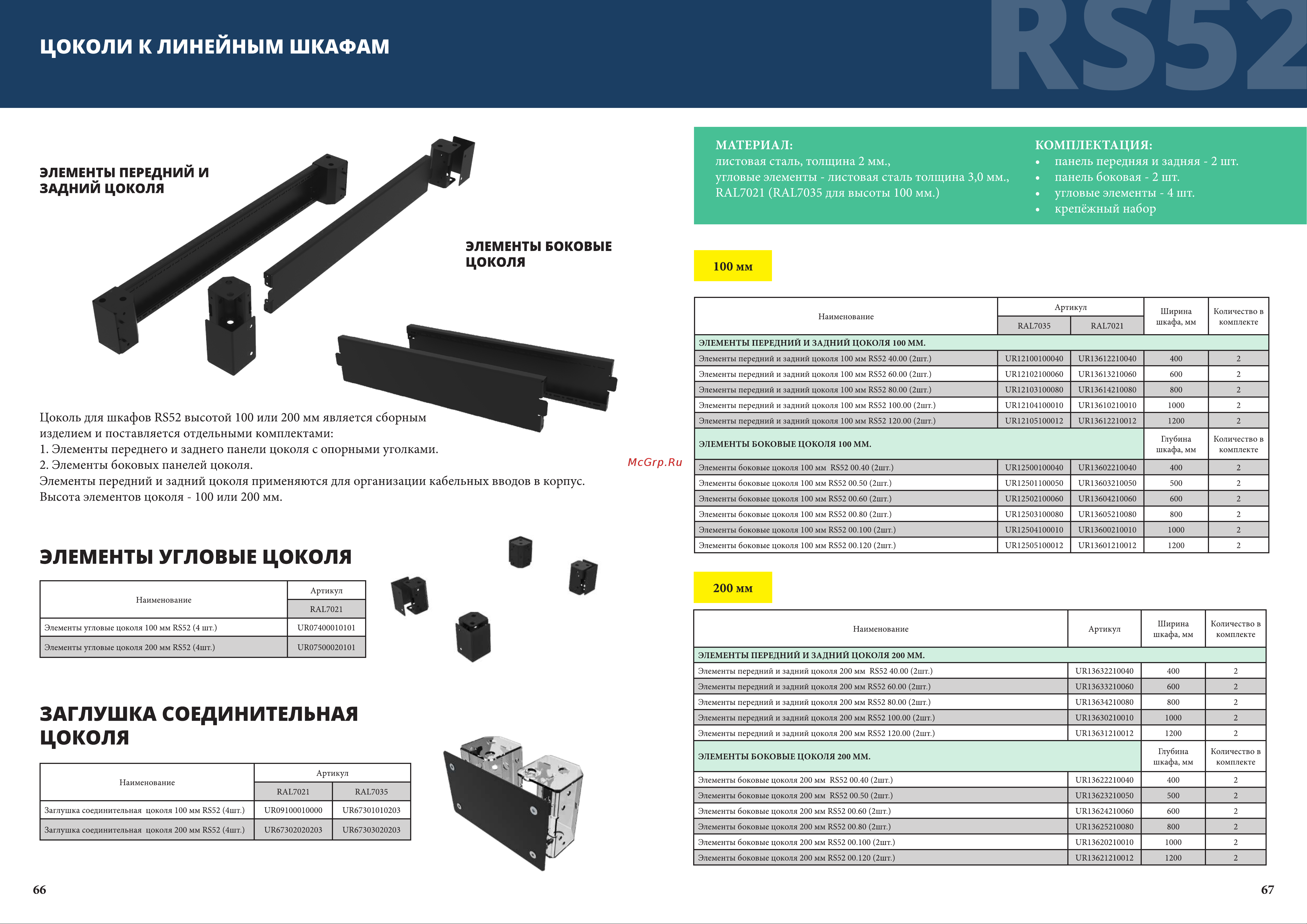 Узола 100 мм RS52 100.00 RAL7021 (2шт.) UR13610210010 страница каталога онлайн