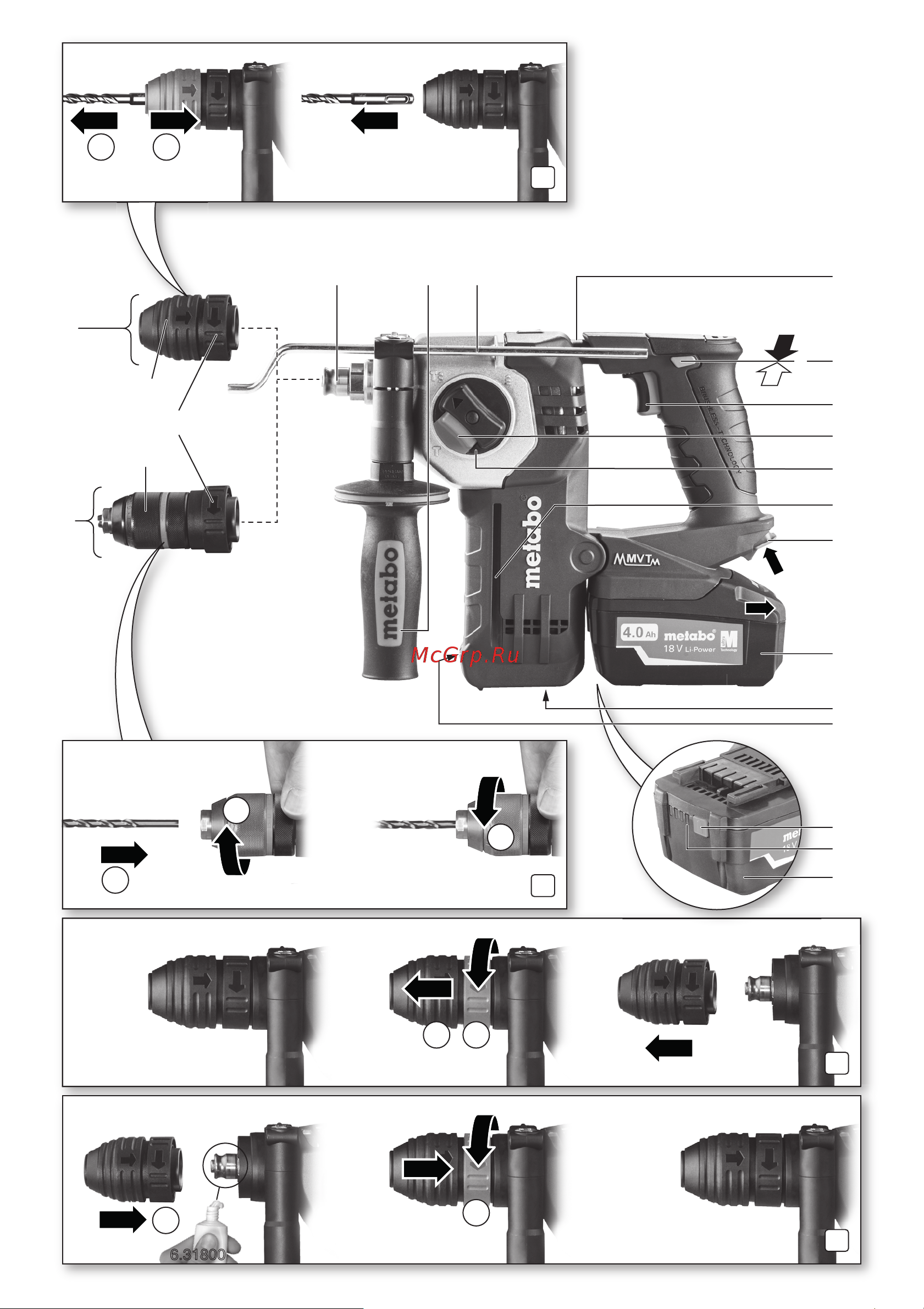 Metabo KHA 18 LTX BL 24 Quick Set ISA 600211920 Инструкция к товару онлайн [2/72] 830469