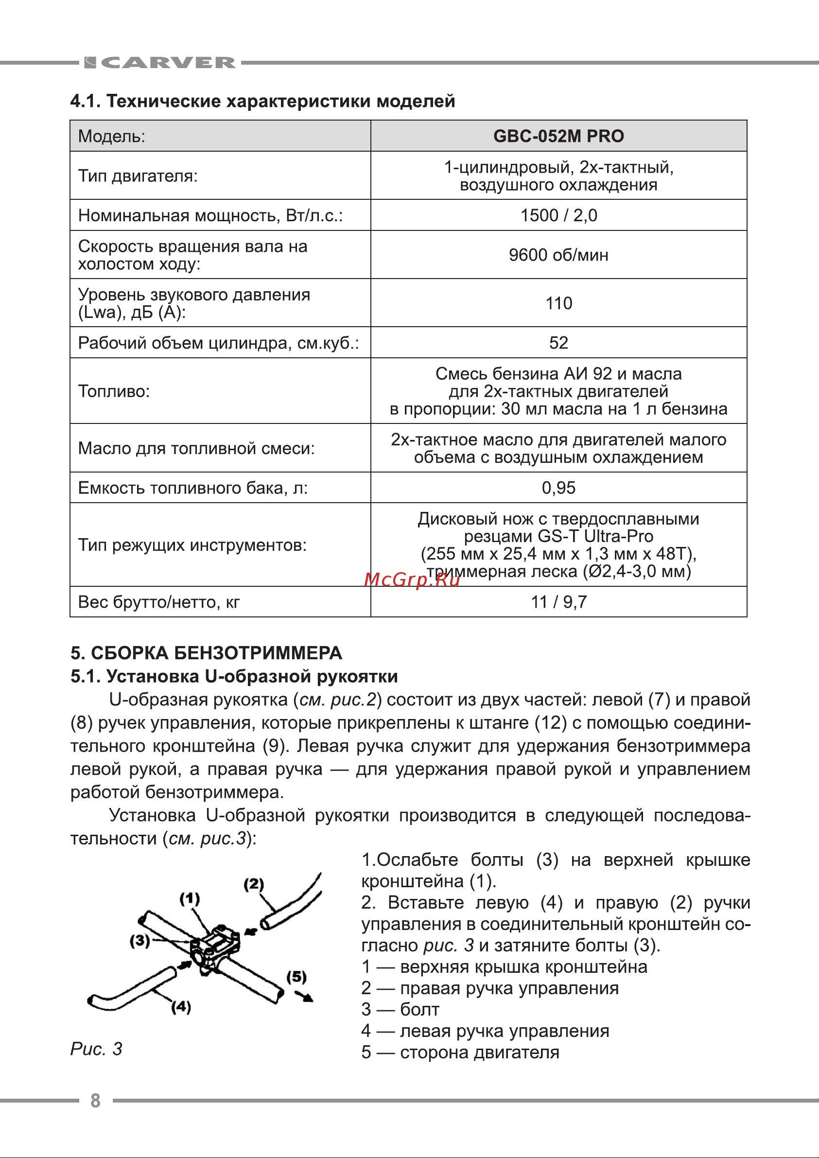 Carver GBC-052M PRO 01.001.00036 Инструкция к CARVER GBC-052M PRO 01.001.00036 онлайн [8/20] 830836