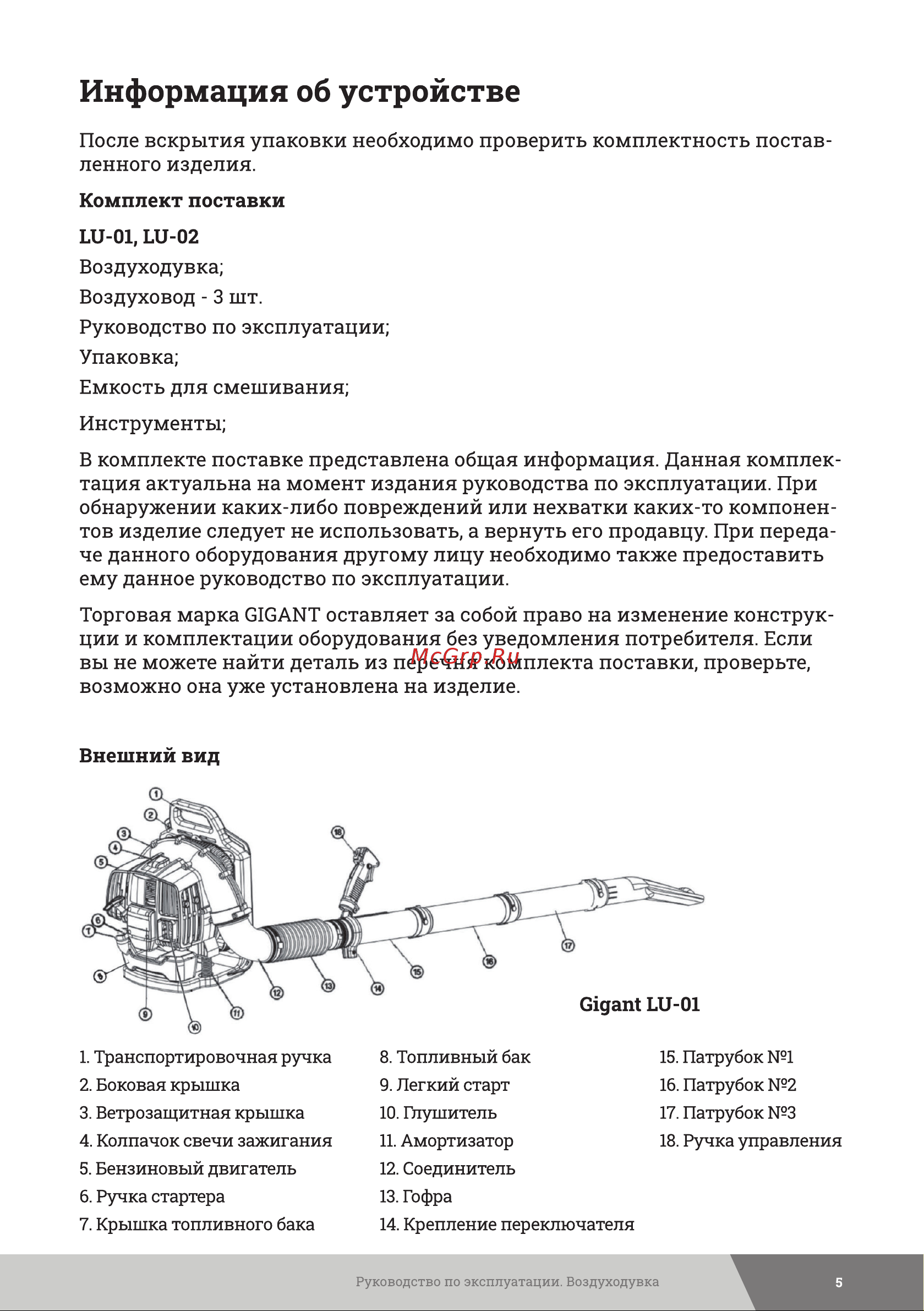Gigant 1,84 кВт, функция обдув LU-01 Инструкция к товару онлайн [5/24] 830990