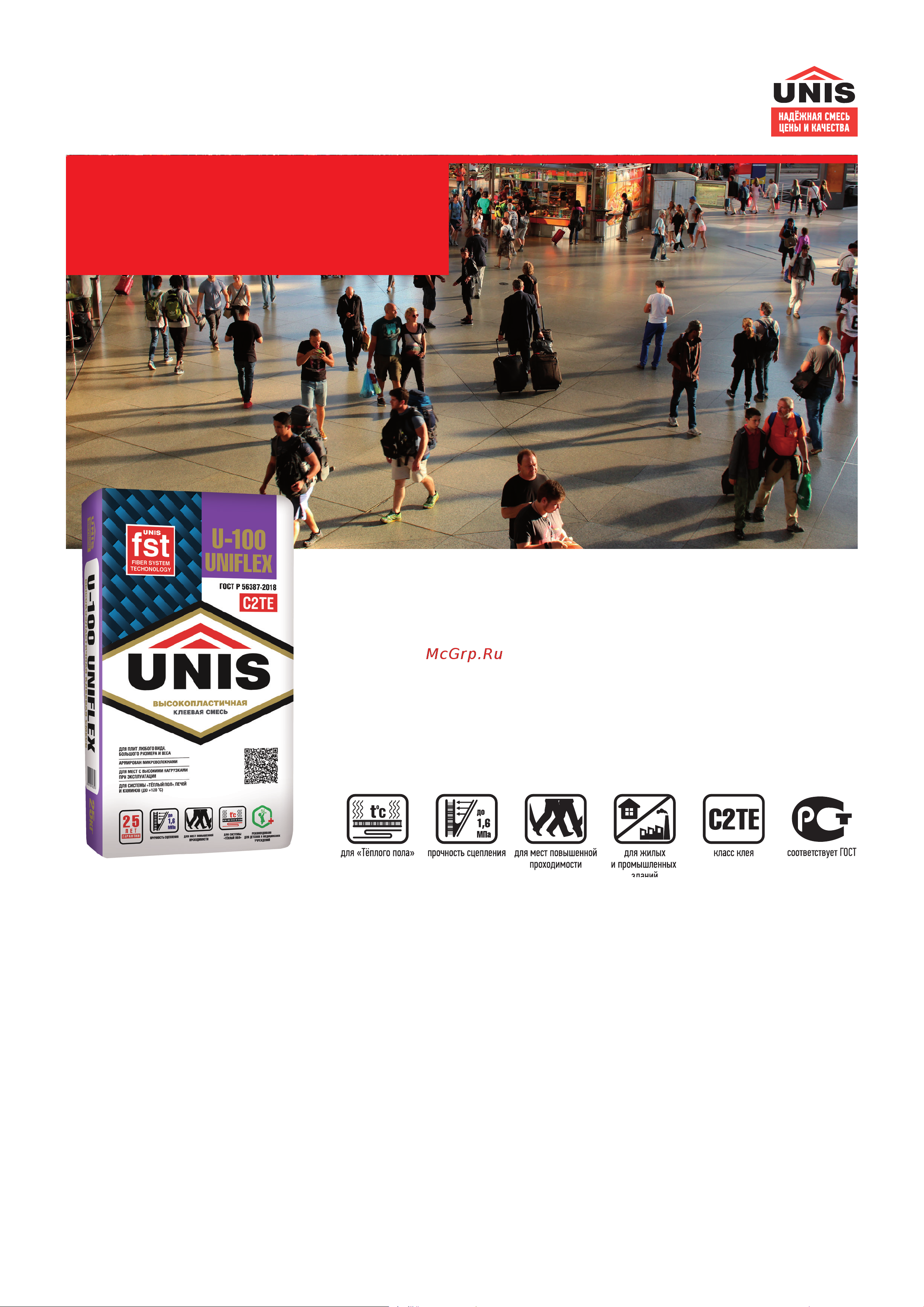 UNIS UNIFLEX U-100 эластичный, класс C2TE, 5 кг 4607005184481 Техническое описание онлайн