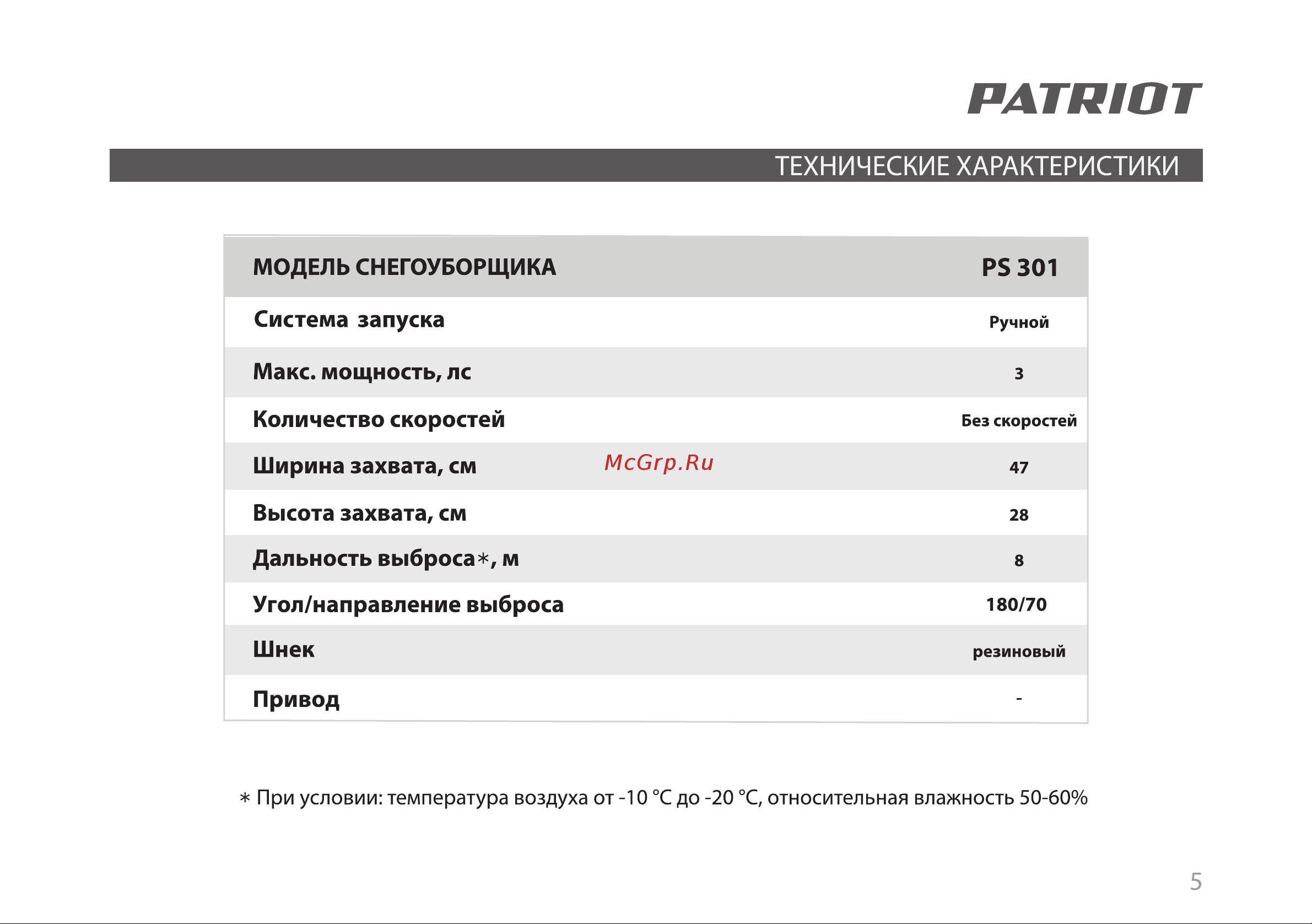 Patriot PS 301 426108465 Инструкция к PATRIOT PS 301 426108465 онлайн [5/53] 832350