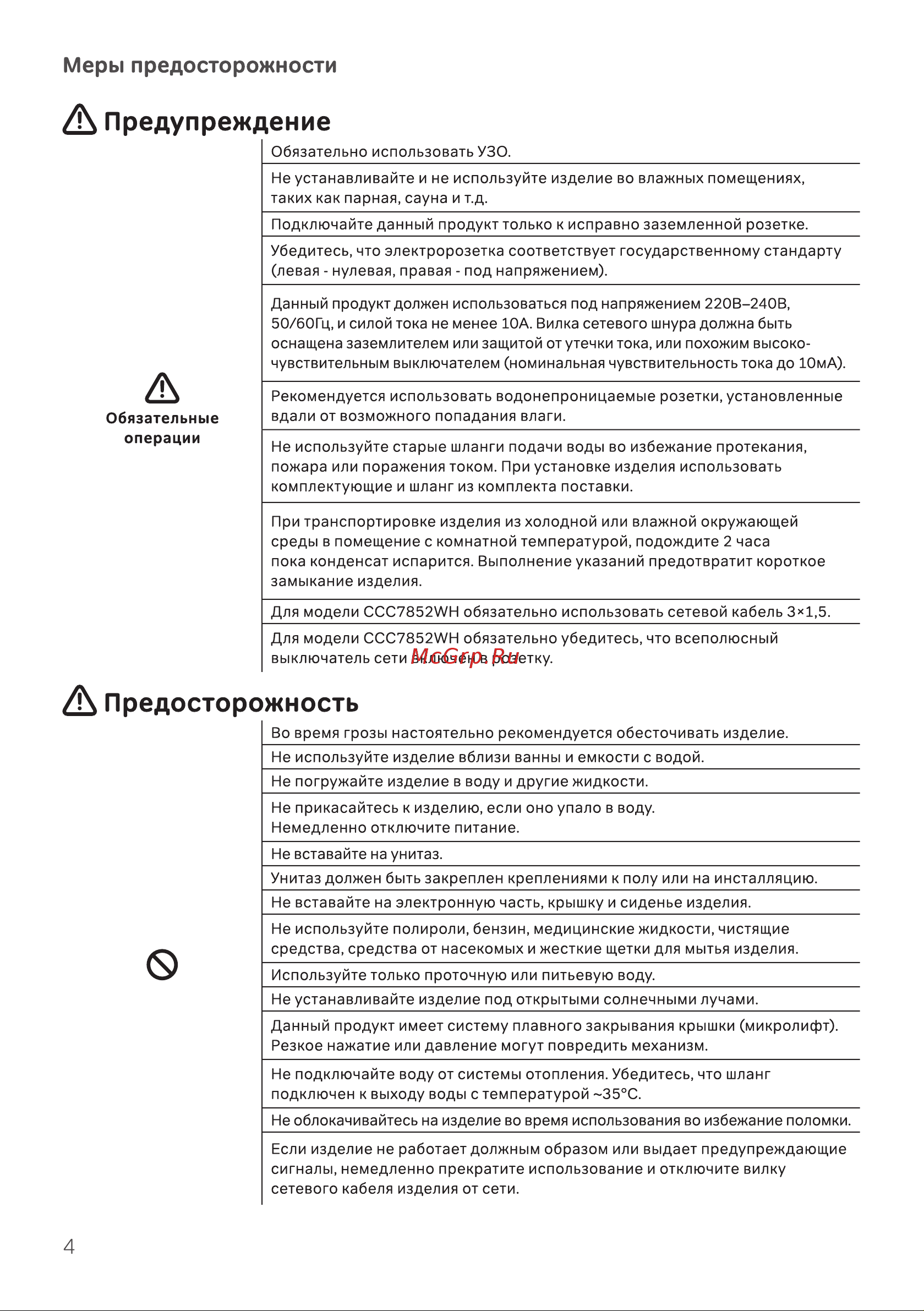 AM.PM Clean Care CCC7851WH Инструкция онлайн [4/24] 865574