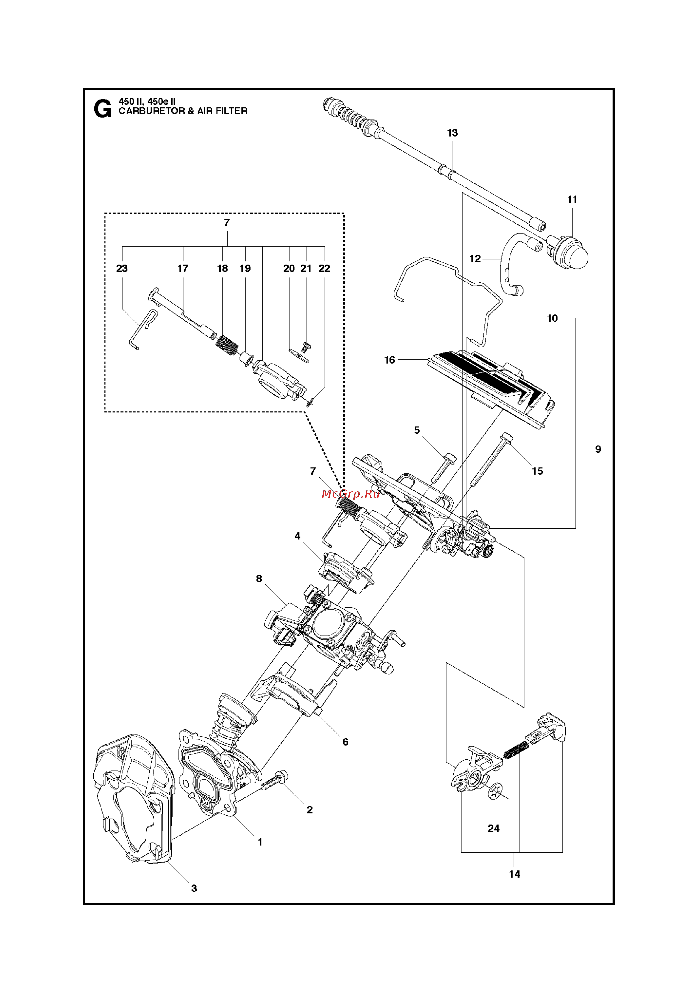 Husqvarna 450eII 9671569-75 Деталировка онлайн [6/34] 833879