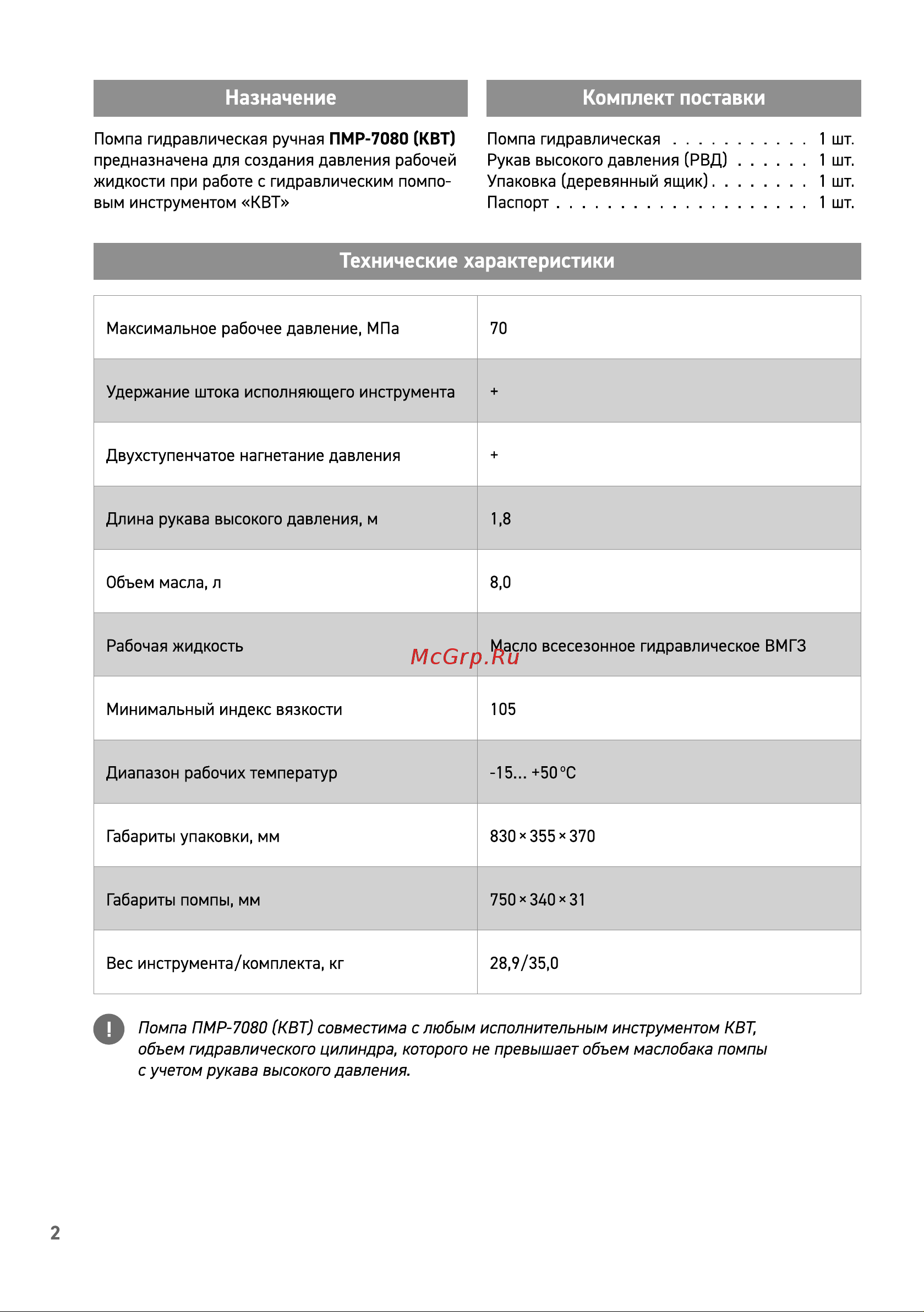 Квт ПМР-7080 88147 Паспорт онлайн [2/8] 833951