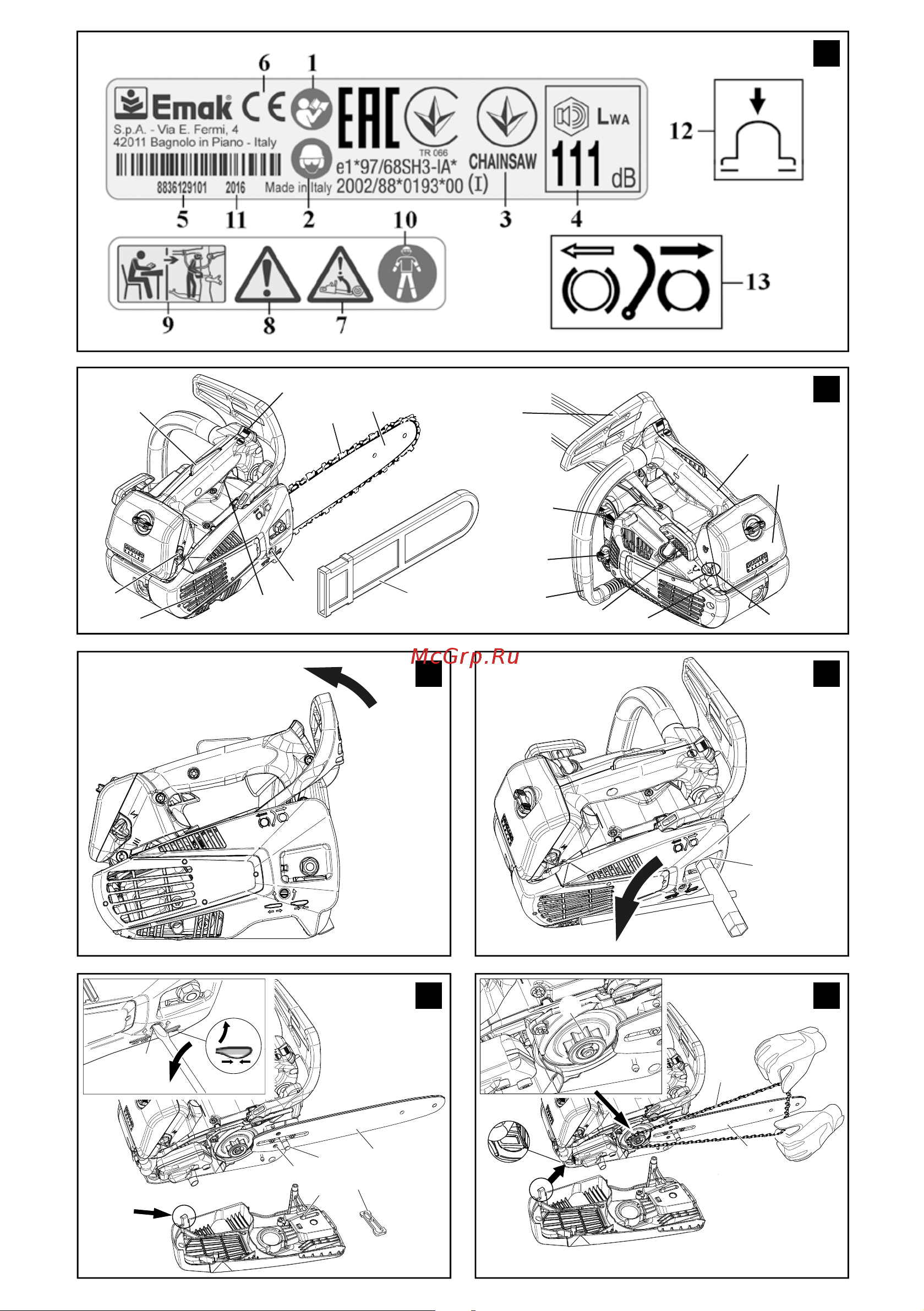 Oleo-Mac GST 250 5029-9001E2T Инструкция к Oleo-Mac GST 250 5029-9001E2T онлайн [3/226] 834007