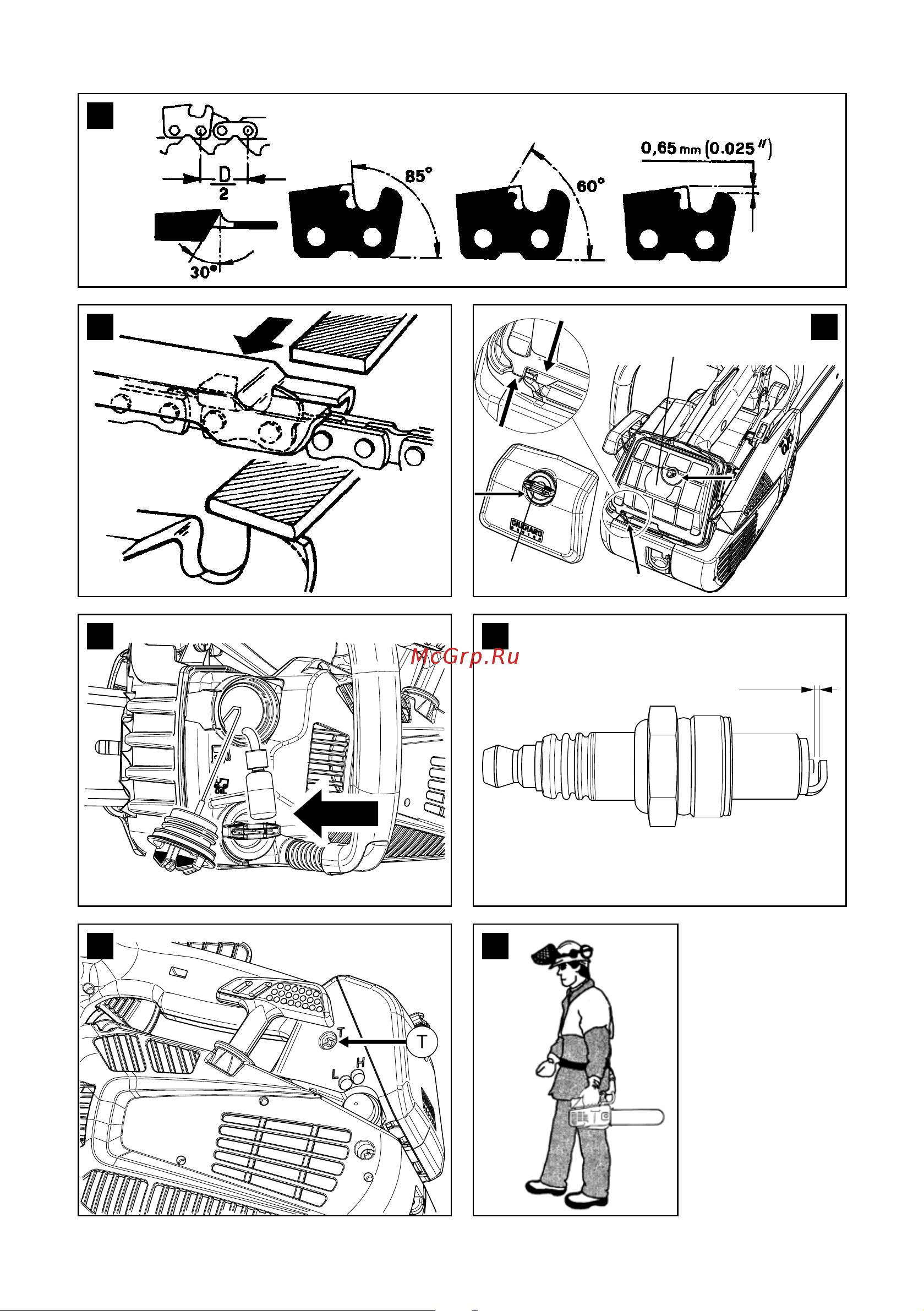 Oleo-Mac GST 250 5029-9001E2T Инструкция к Oleo-Mac GST 250 5029-9001E2T онлайн [6/226] 834007