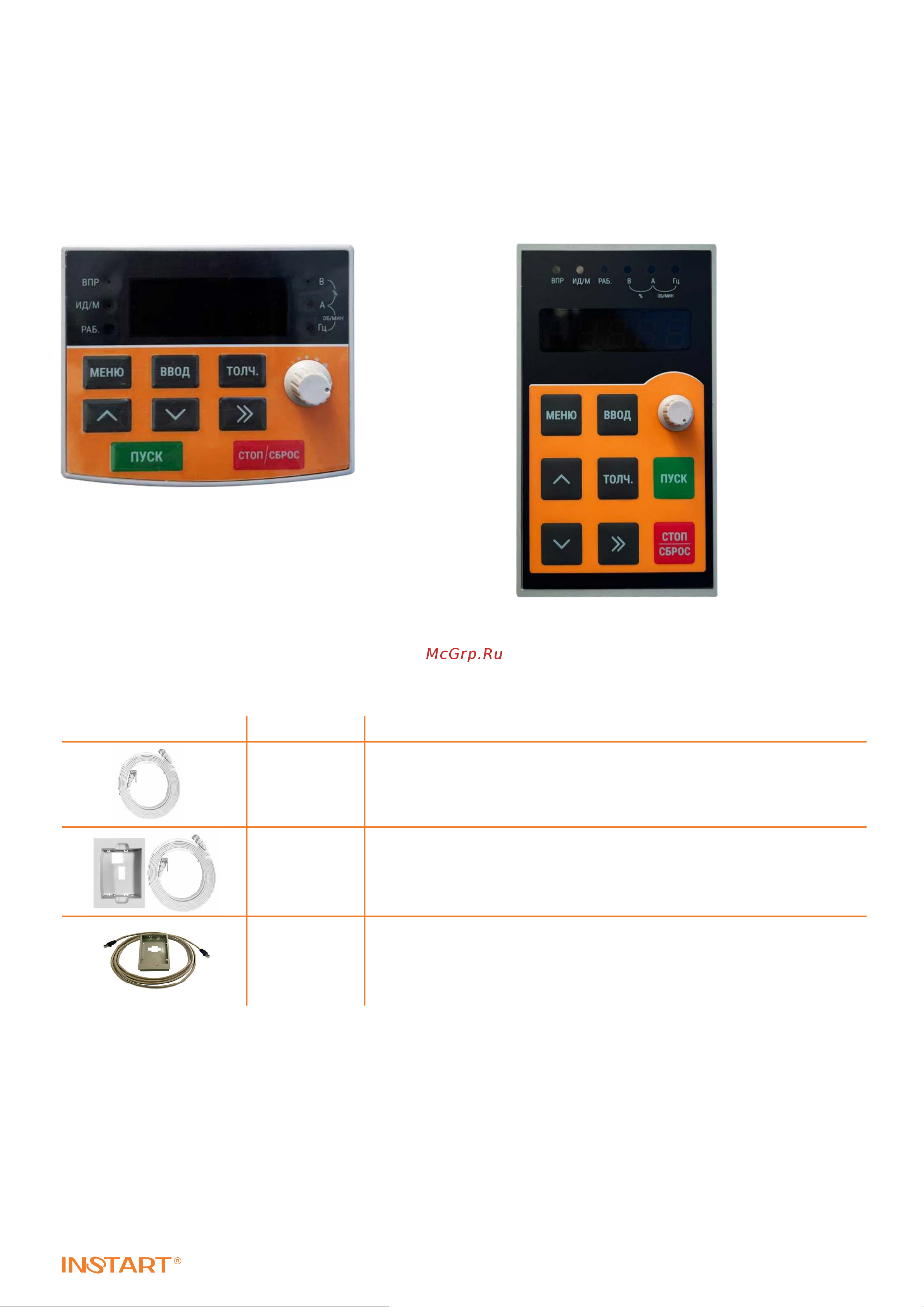 Instart mci-g0.75-4b 0.75квт, 2.3а, 3ф, 380в, 50гц/60гц, ip20, с панелью управления 00040500 40500 Каталог Преобразователи частоты INSTART серия MCI онлайн [15/26] 834640