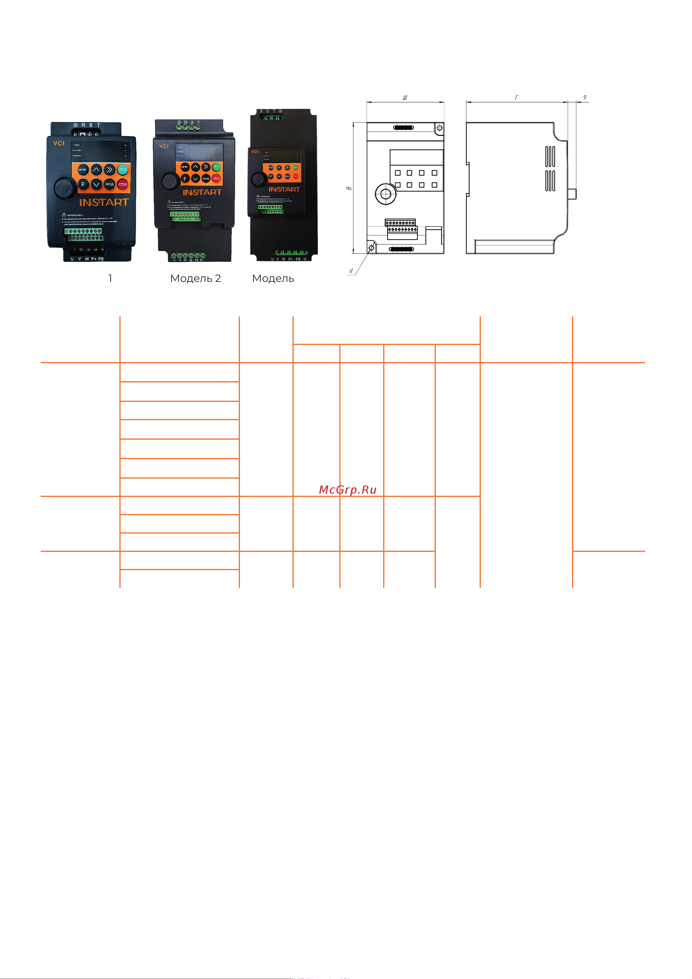 Instart VCI-G7.5-4B, 7.5кВт 17А, 00111200 Каталог преобразователи частоты серии VCI онлайн [8/16] 834650