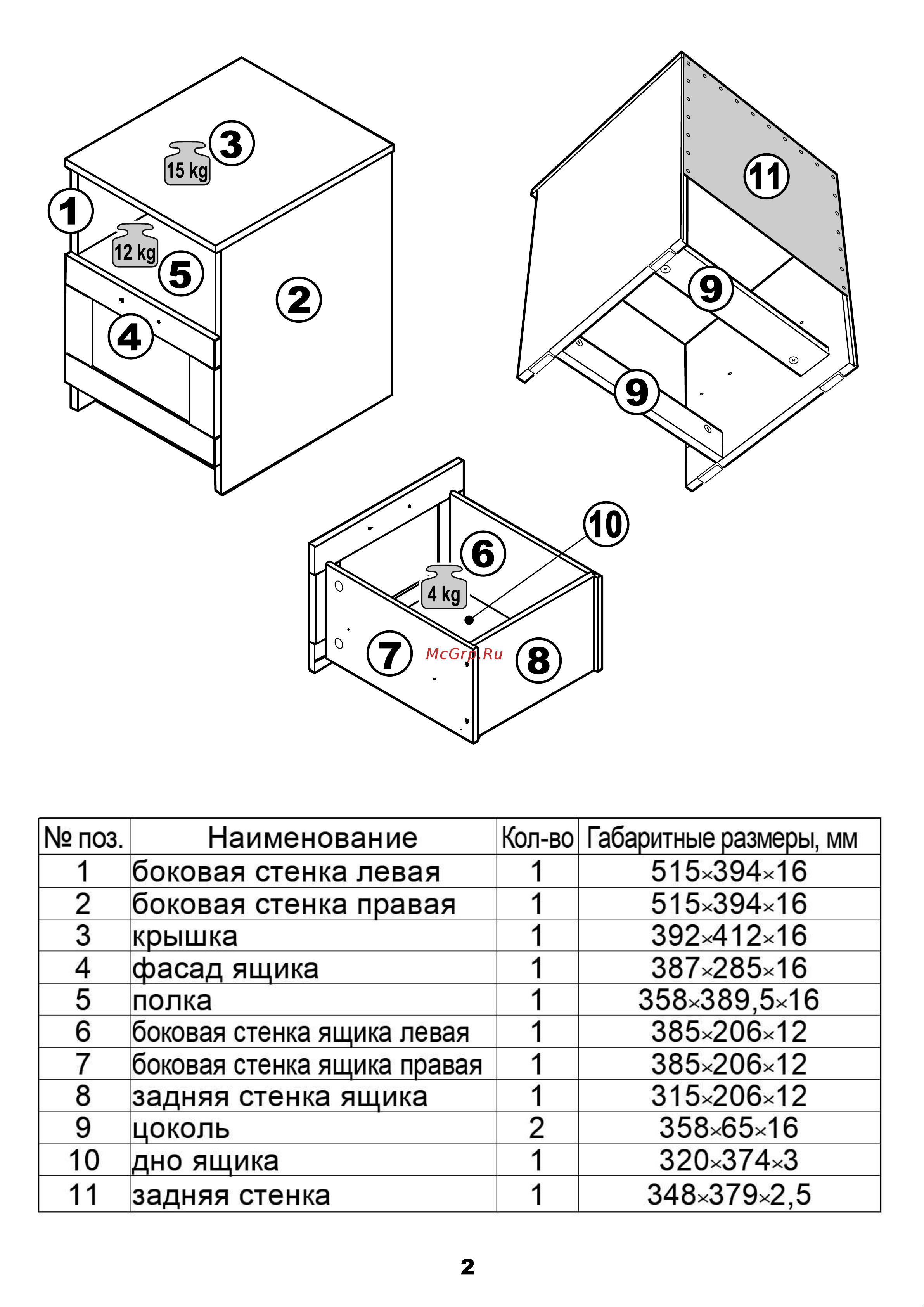 Шведский Стандарт СИРИУС 1 ящик, 41x39x53 см, черная, дуб венге 2.02.03.010.5 Инструкция по сборке онлайн [2/12] 834868