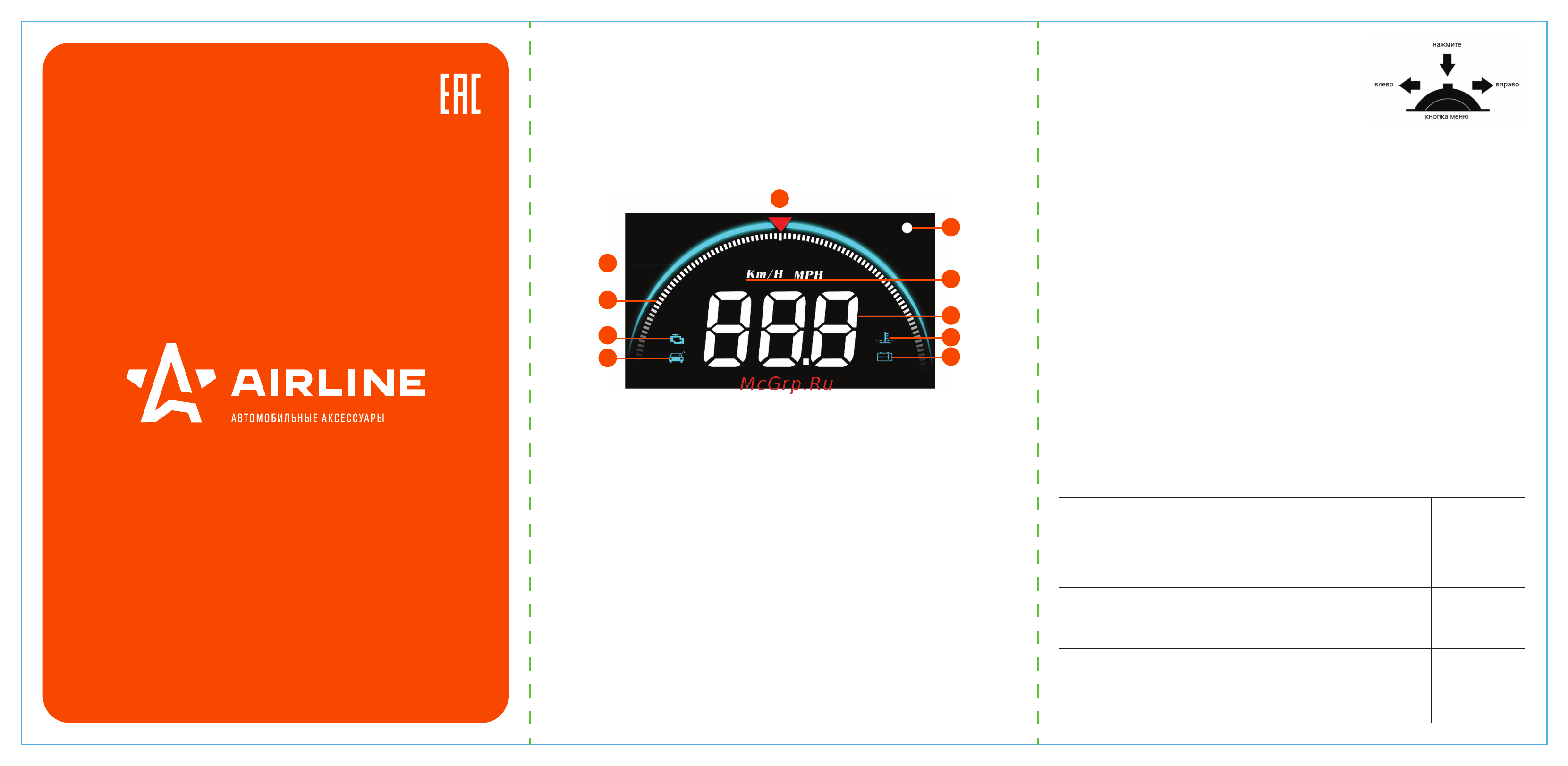 Airline HUD, проектор скорости спидометр ALAA003 Инструкция к Airline ALAA003 онлайн