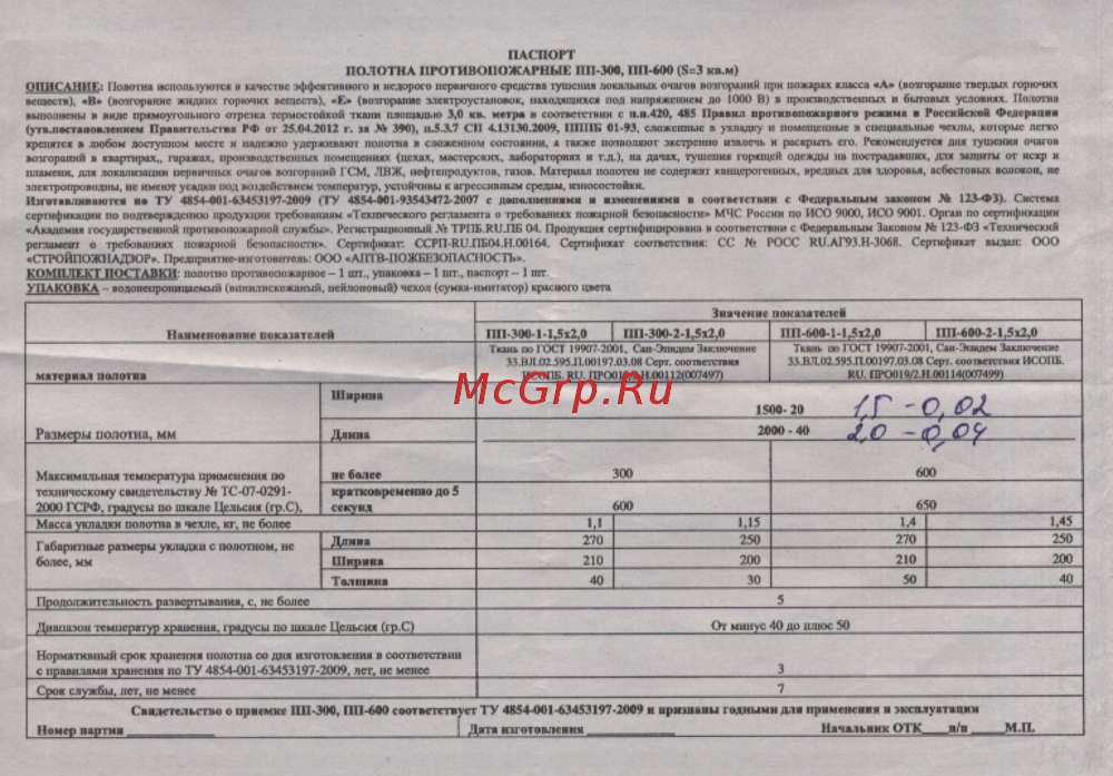 ПРЕСТИЖ ПП-600 2.0х1.5 910-15 паспорт
