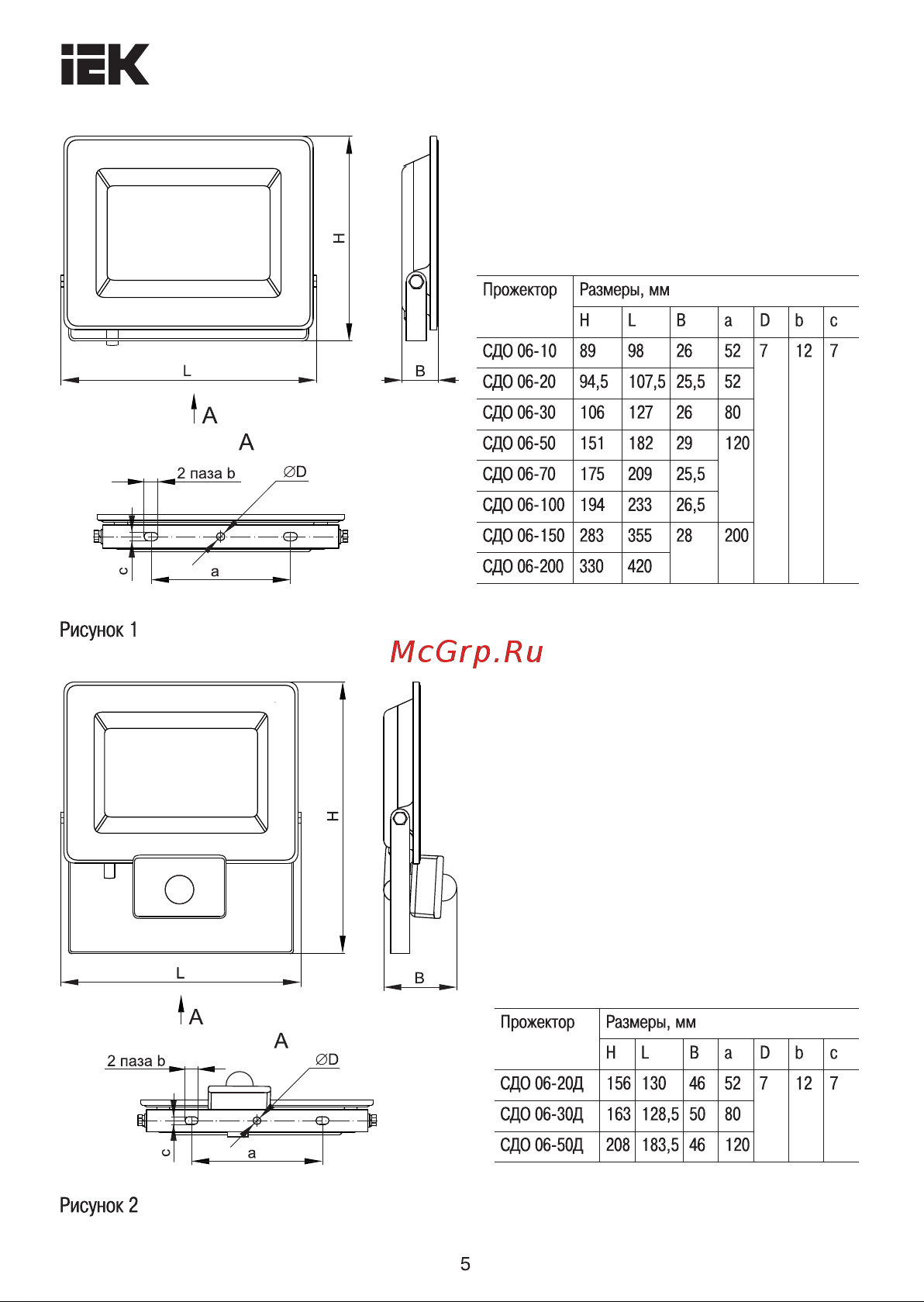 Iek СДО 06-20, черный, IP65, 6500K LPDO601-20-65-K02 Инструкция к товару онлайн [5/9] 848237