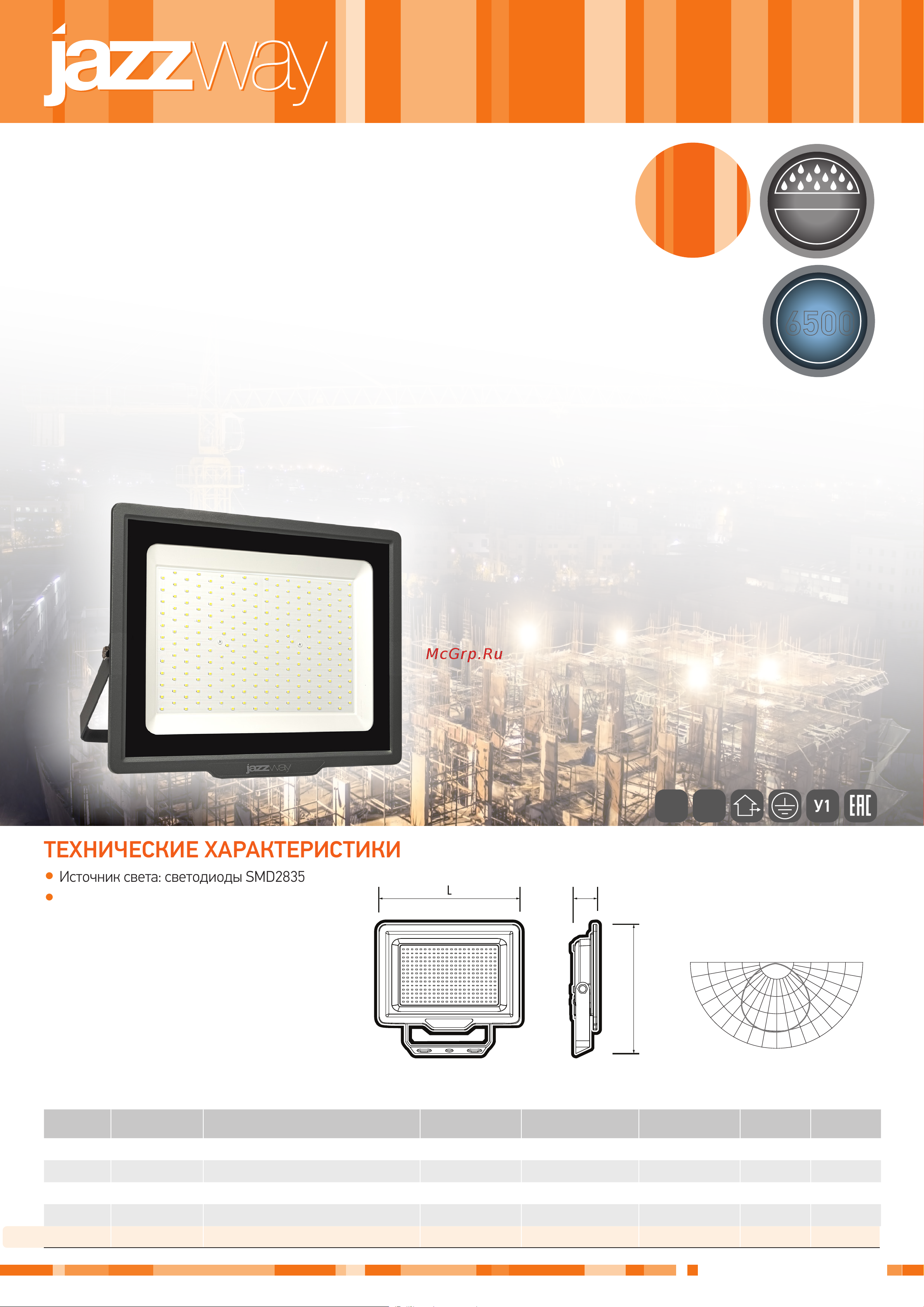 JazzWay PFL- C3 150Вт (compact) 6500K IP65 закален. прозр. стекло 5023642A Листовка онлайн