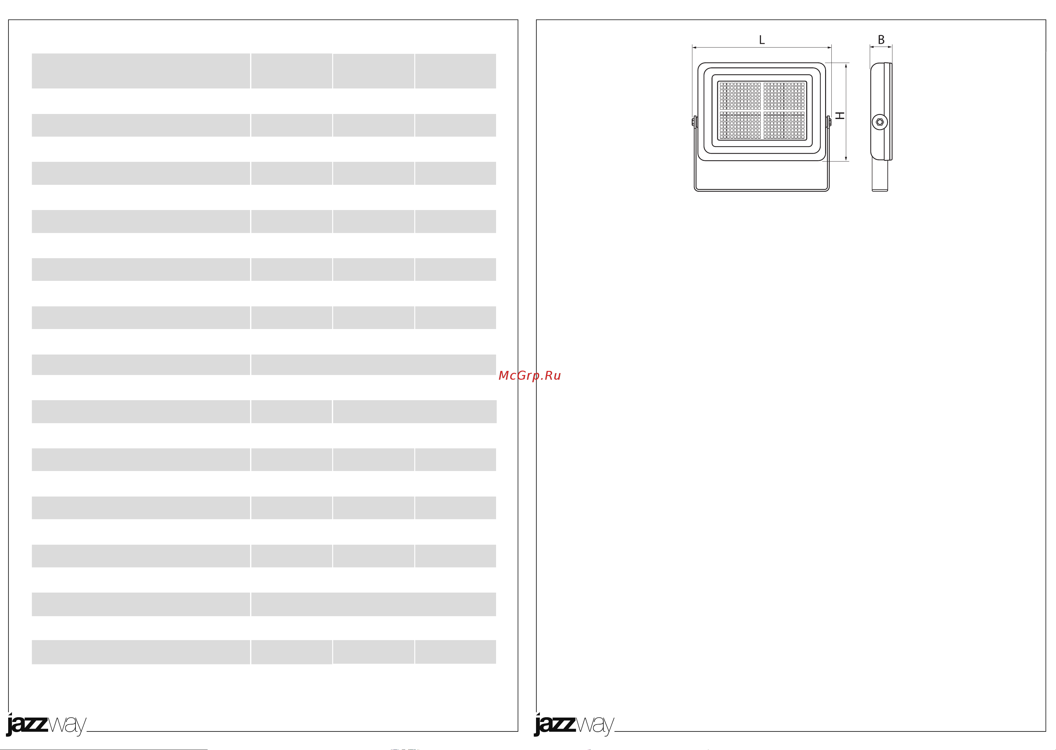 JazzWay PFL-S 400Вт 6500К IP65 60град. плоский корпус с клапаном с линзовым модулем закален. матов. стекло 5001893A Инструкция к товару онлайн [2/2] 836156
