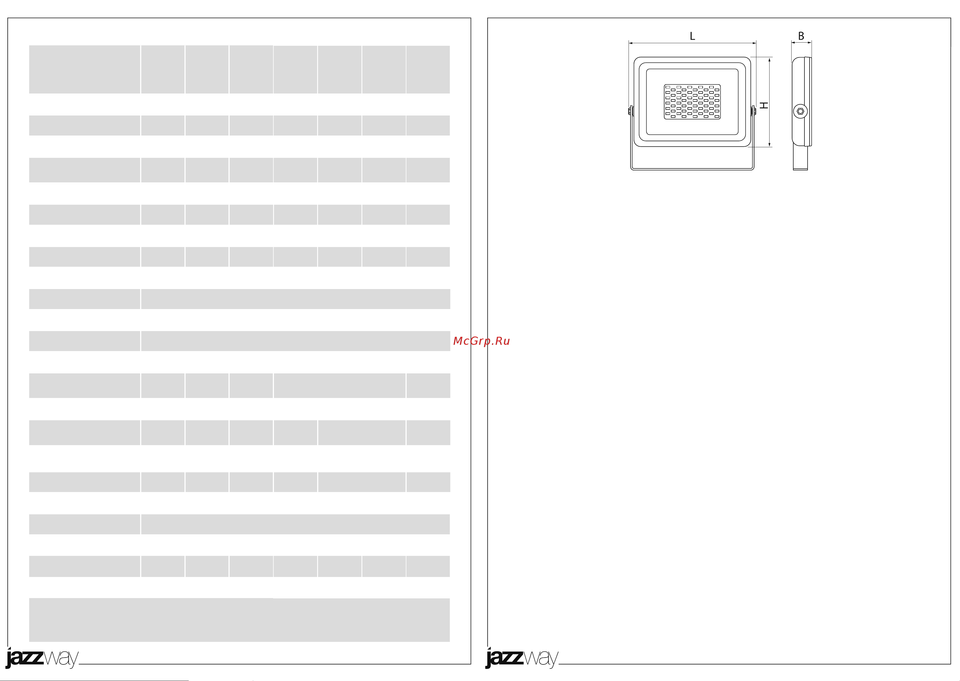 JazzWay PFL-SC 30Вт 6500К IP65 190-260В закален. матов. стекло 5001404 Инструкция к товару онлайн [2/2] 836164