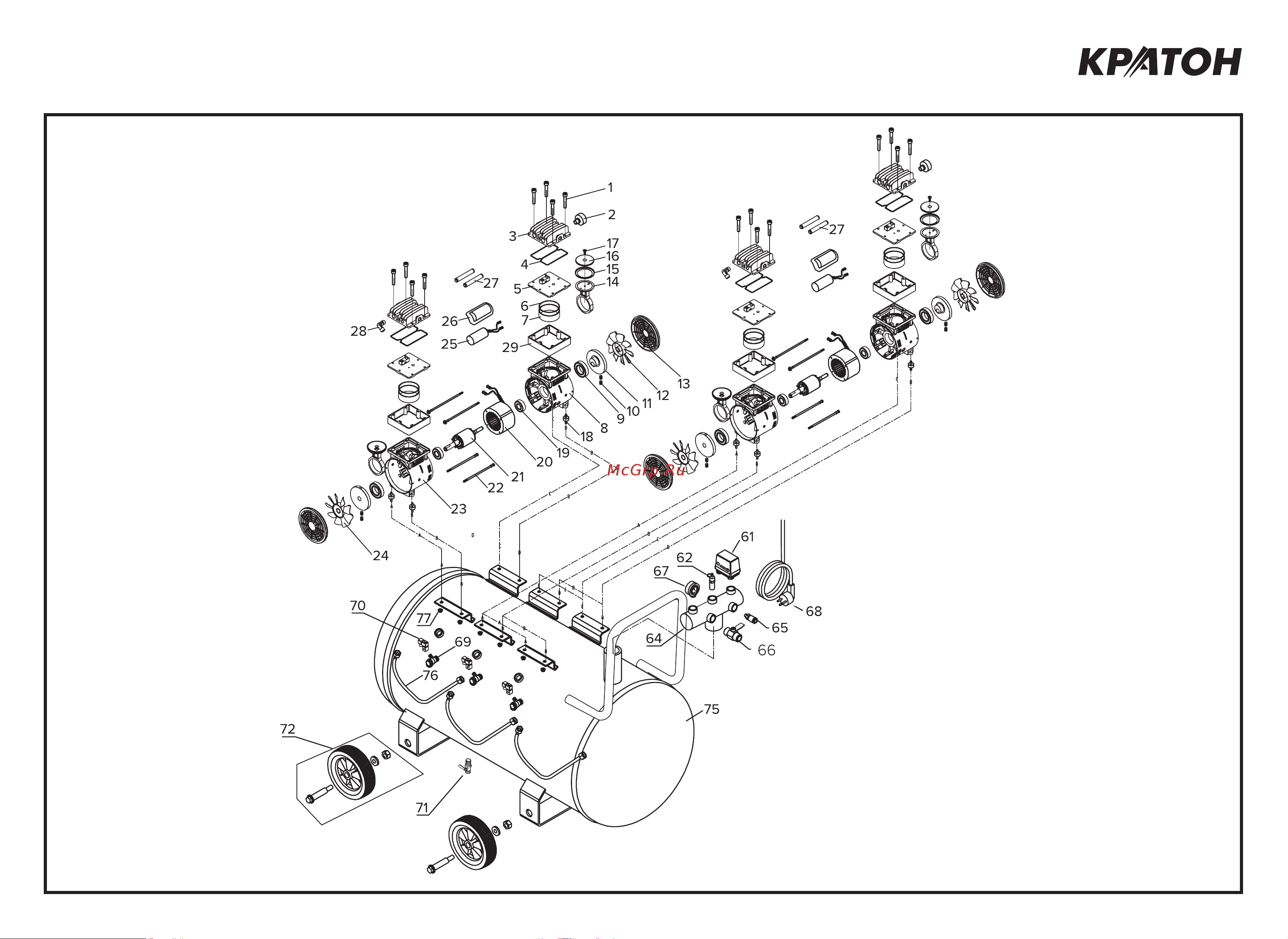 Кратон AC-450-100-OFS 3 01 01 054 Схема сборки Кратон Компрессор AC-450-100-OFS онлайн