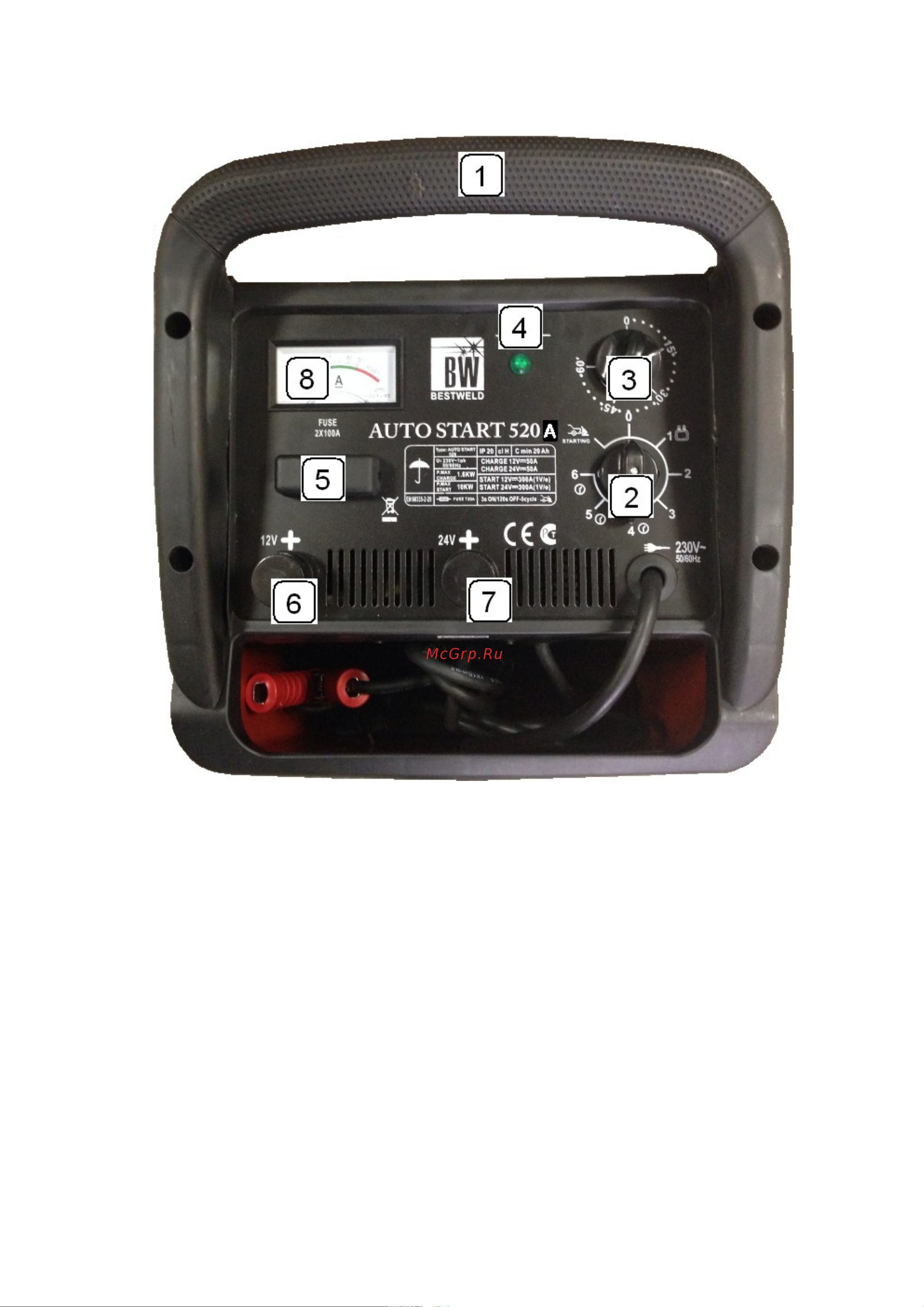 BESTWELD AUTOSTART 620 BW1650A Инструкция к пуско-зарядному устройству BestWeld AUTOSTART 1000 BW1650A онлайн [6/17] 836893