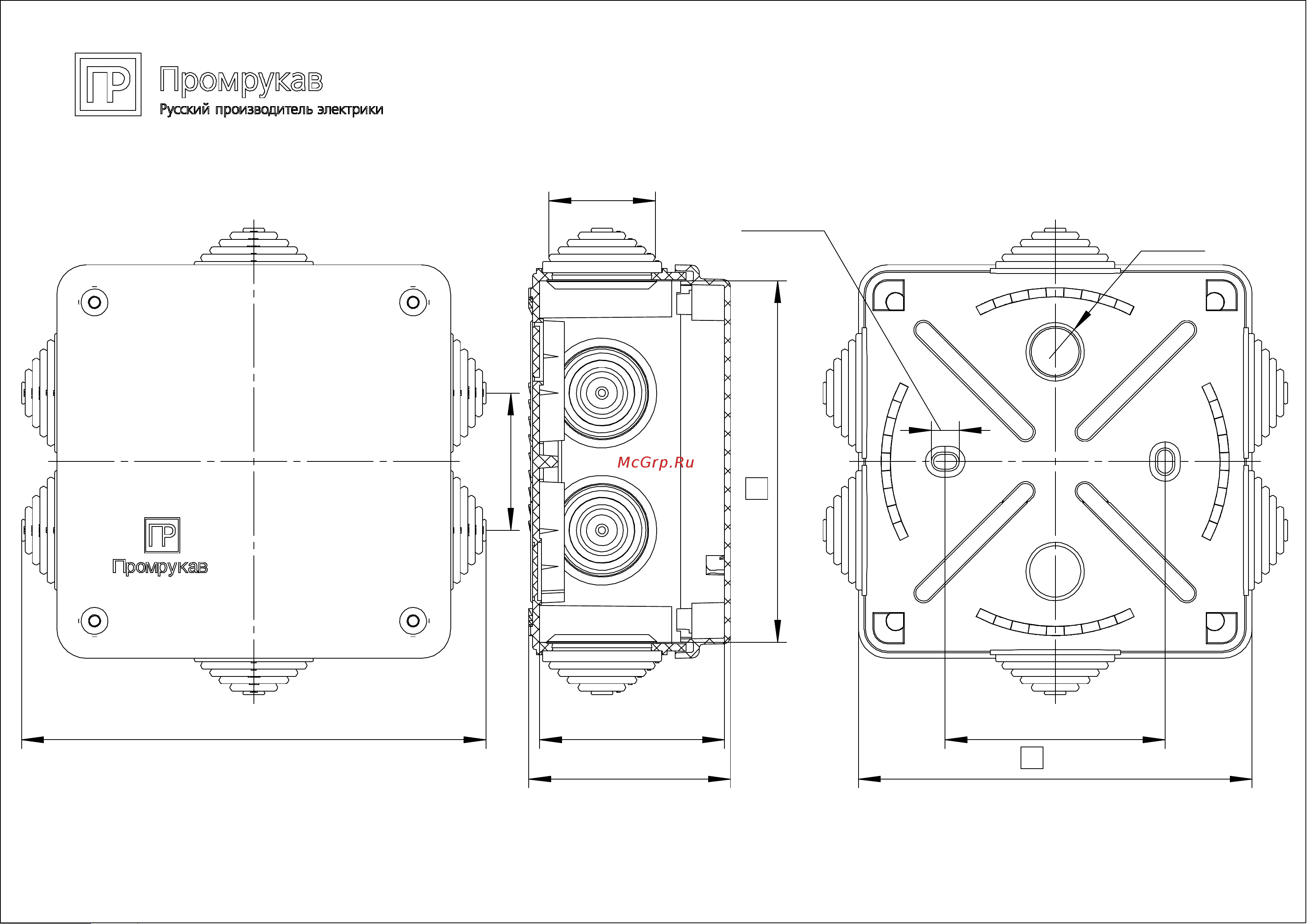 Промрукав для о/п безгалогенная HF черная 100х100х50 1 шт 40-0300-9005 эскиз коробки онлайн