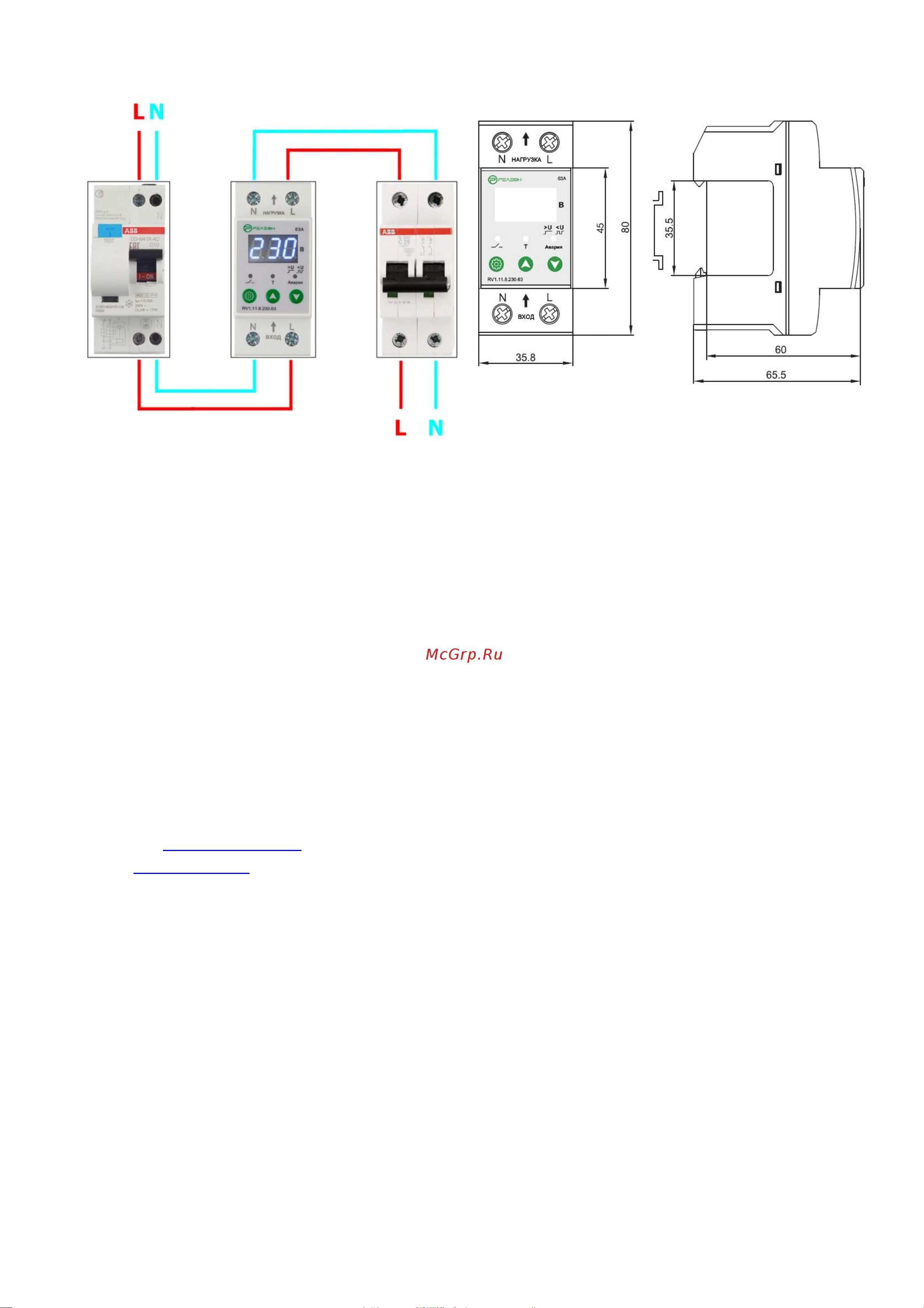 РЕЛЕОН 1L, 230В AC, 63А RV111823063 Паспорт онлайн [5/5] 838728