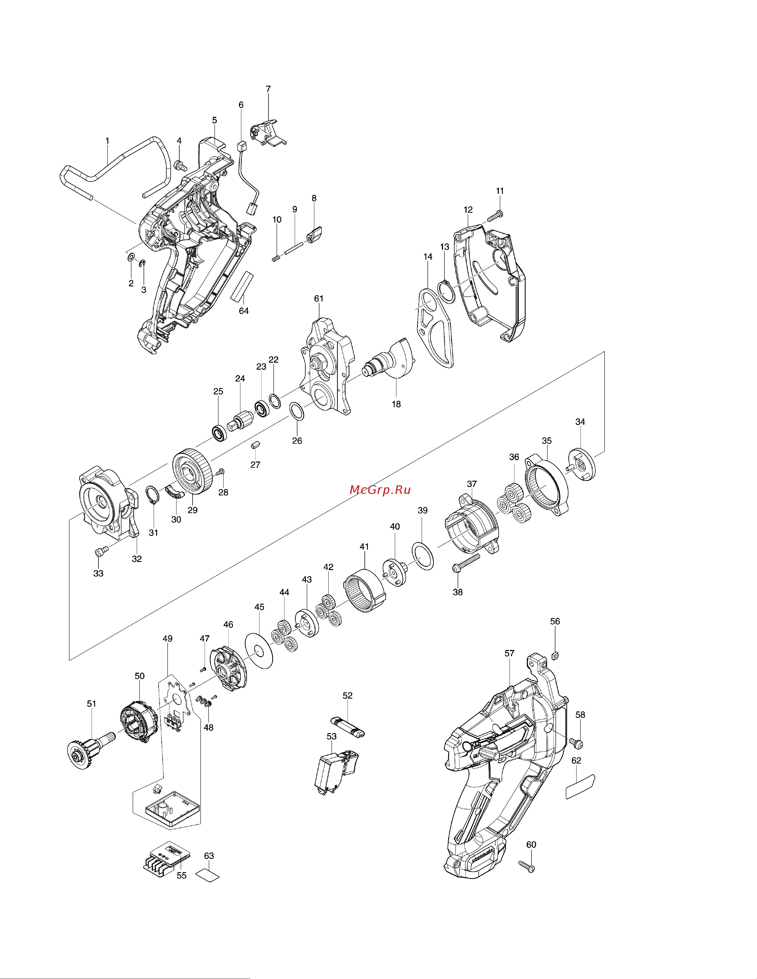 Makita CXT SC103DZ Чертеж деталей онлайн