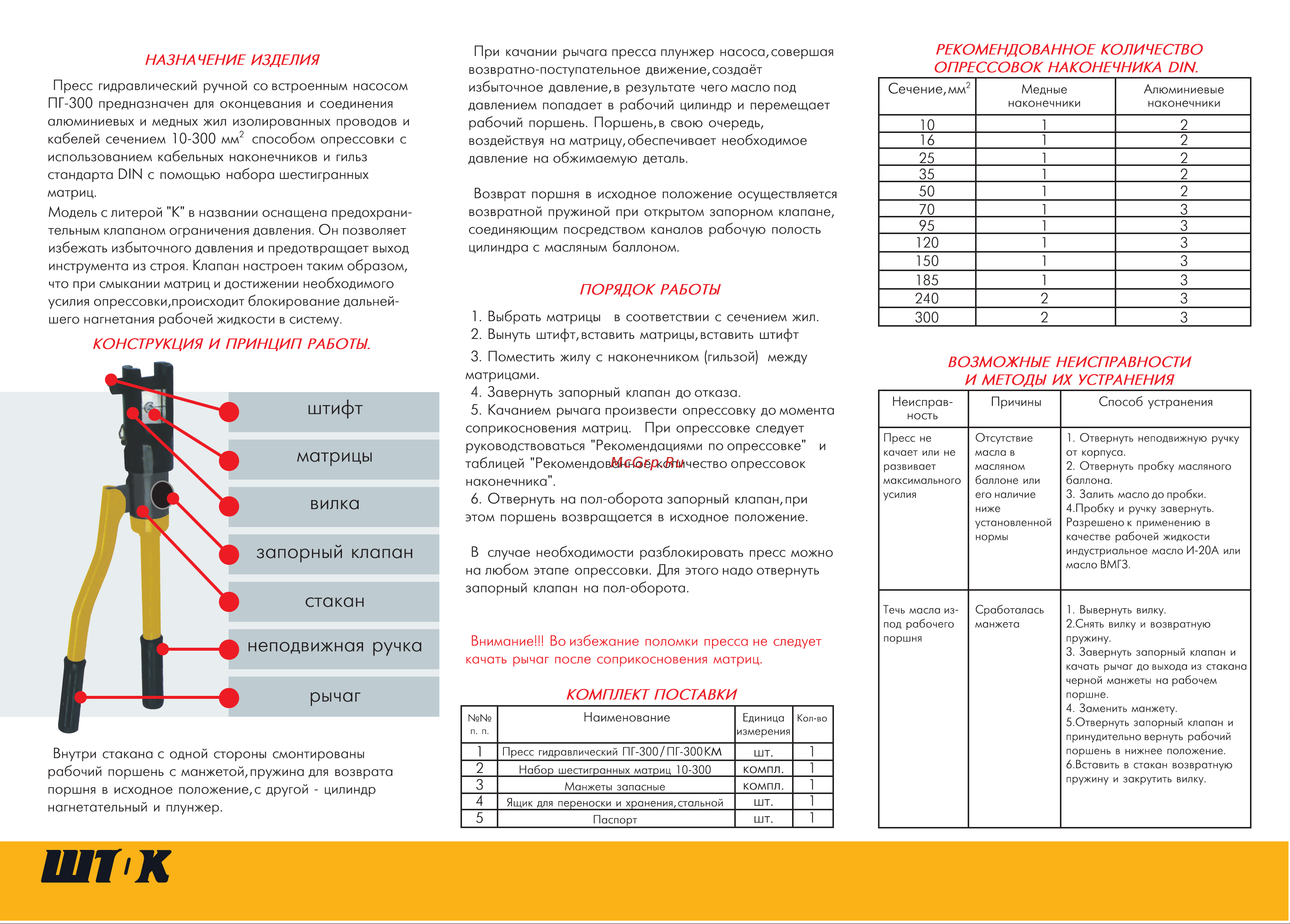 Шток ПГ-300К 01002 Инструкция к SHTOK ПГ-300КМ 01002 онлайн [2/2] 839888