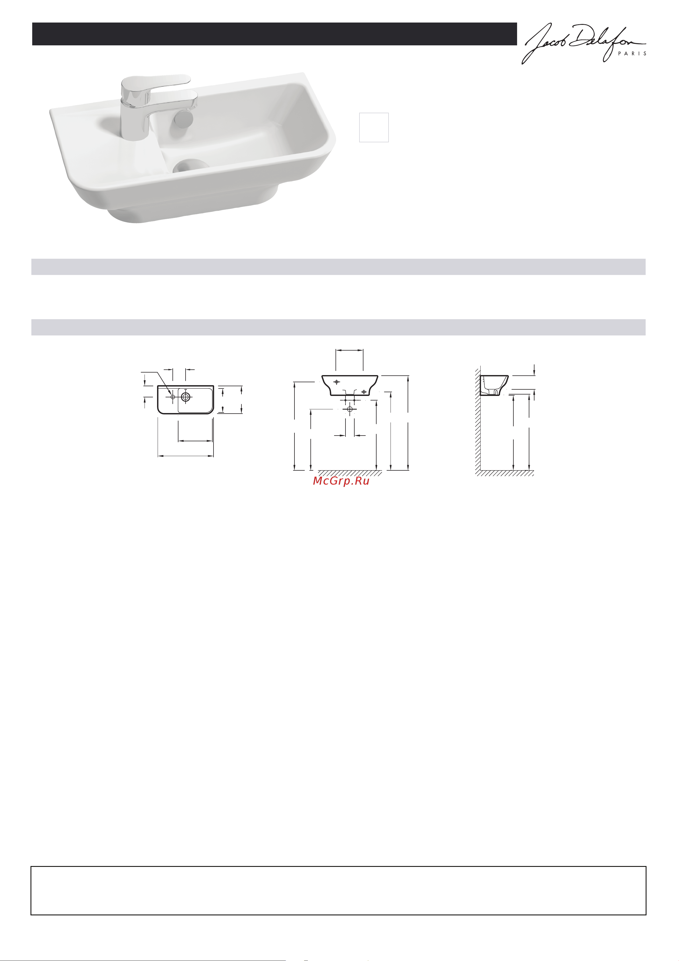 Jacob Delafon EGJ112-00 Struktura 50x 25,5 с отвод для смесителя, слив перелив, белый 00000073723 Инструкция к Jacob Delafon Struktura EGJ112-00 00000073723 онлайн