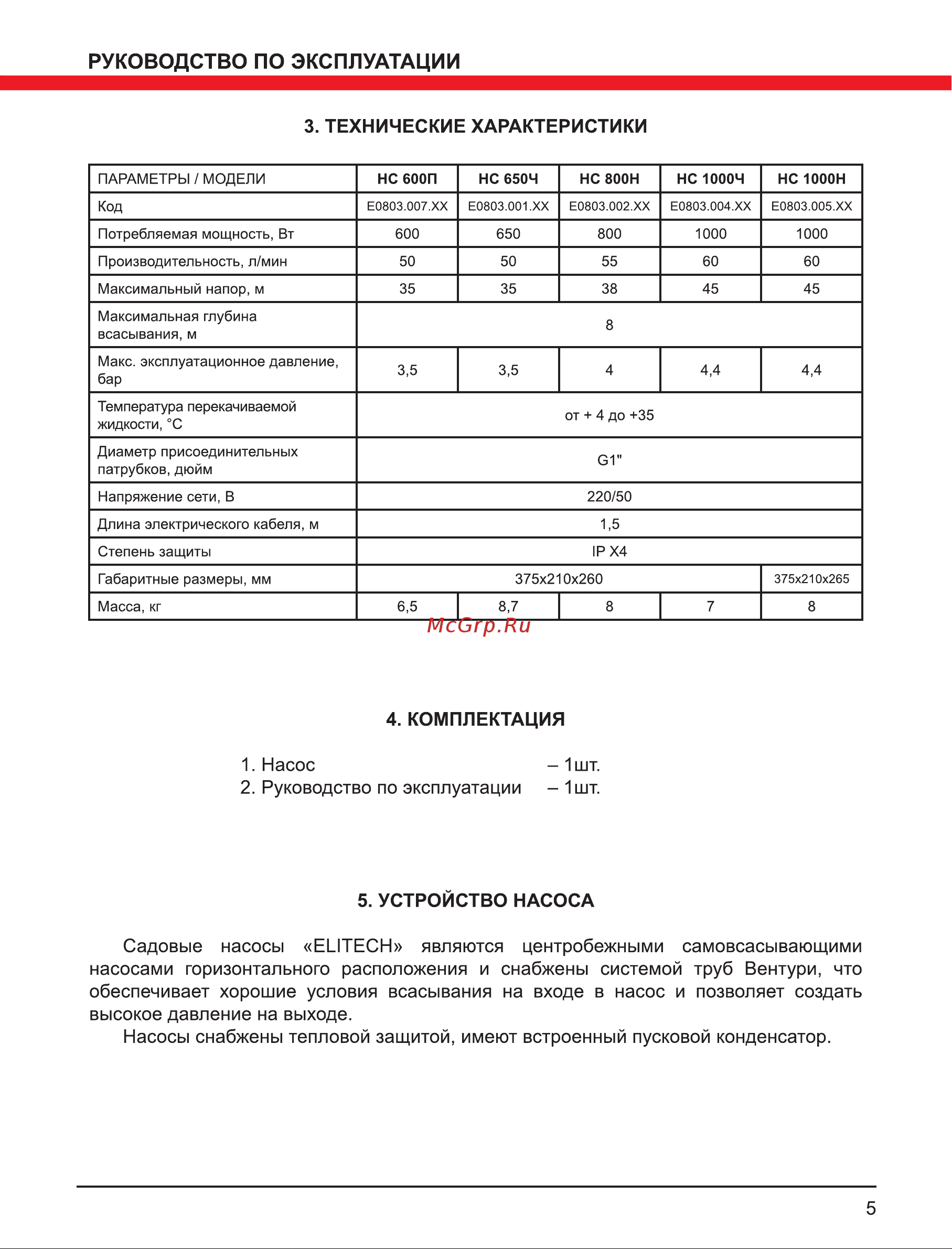 Elitech НС 1000Ч 195690 Инструкция к Elitech НС 1000Ч 195690 онлайн [5/16] 840450