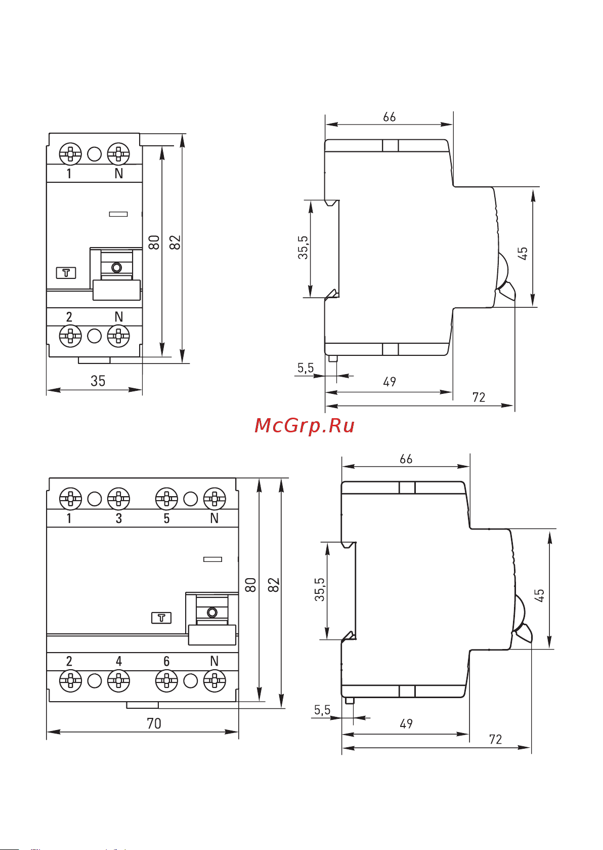 EKF 4P 80А/300мА PROxima elcb-4-80-300S-em-pro Паспорт онлайн [5/8] 865503