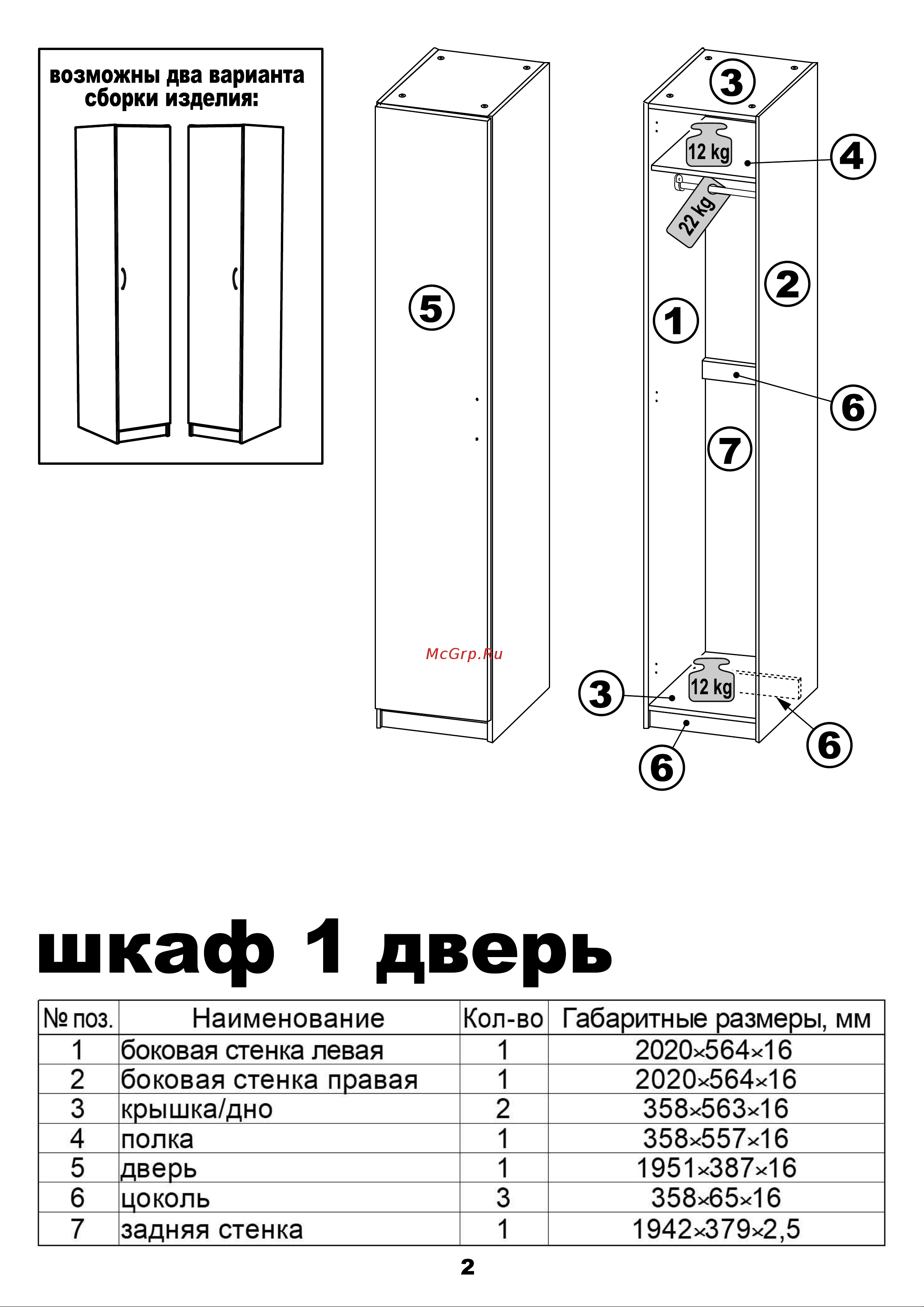 Шведский Стандарт ПЕГАС 1 сборная дверь, 58x39x202 см, белый 2.04.01.070.1 Инструкция по сборке онлайн [2/16] 842097
