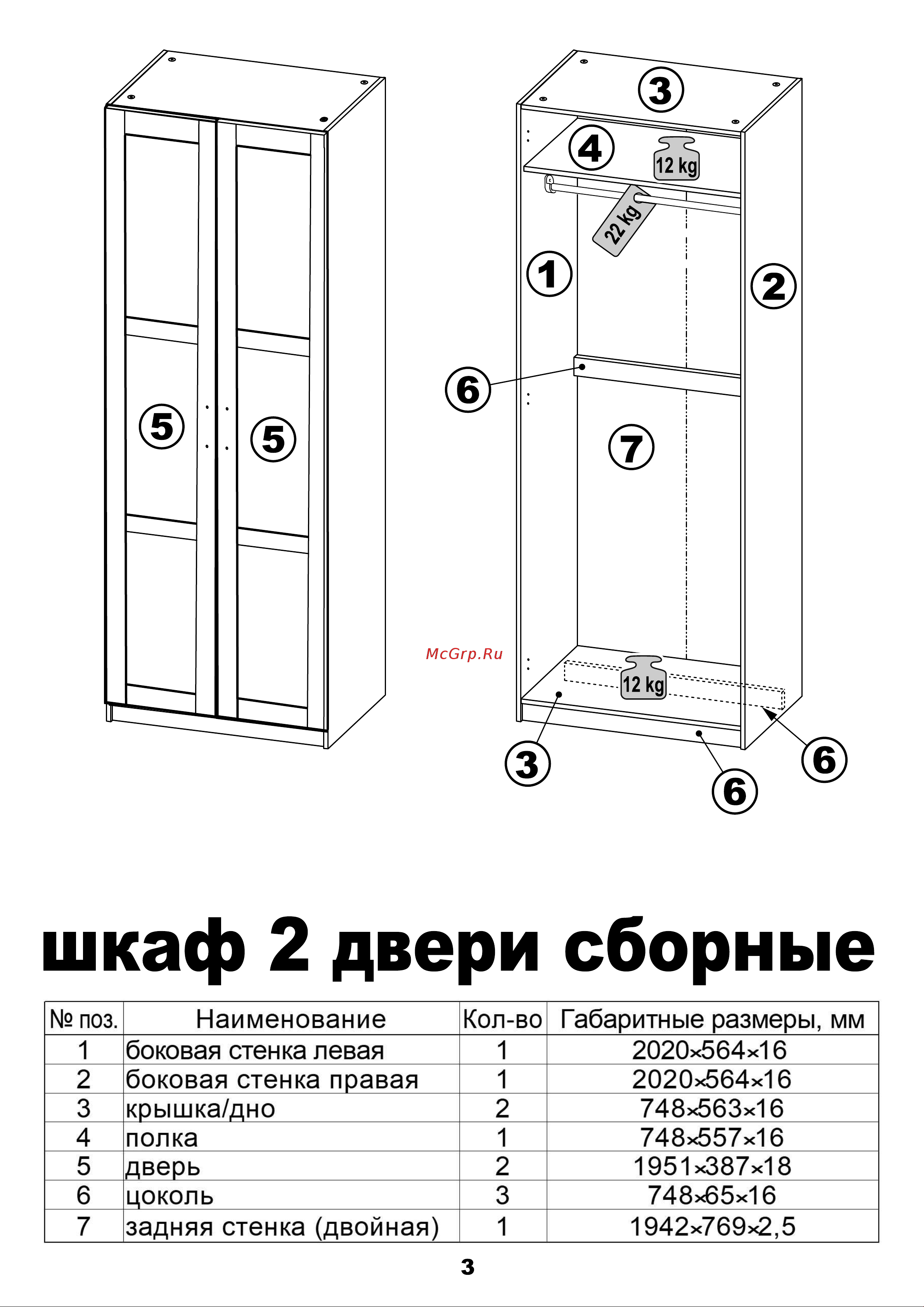 Шведский Стандарт ПЕГАС 2 сборных двери, 78x58x202 см, бежевый, дуб сонома 2.04.01.080.3 Инструкция по сборке онлайн [3/16] 842098