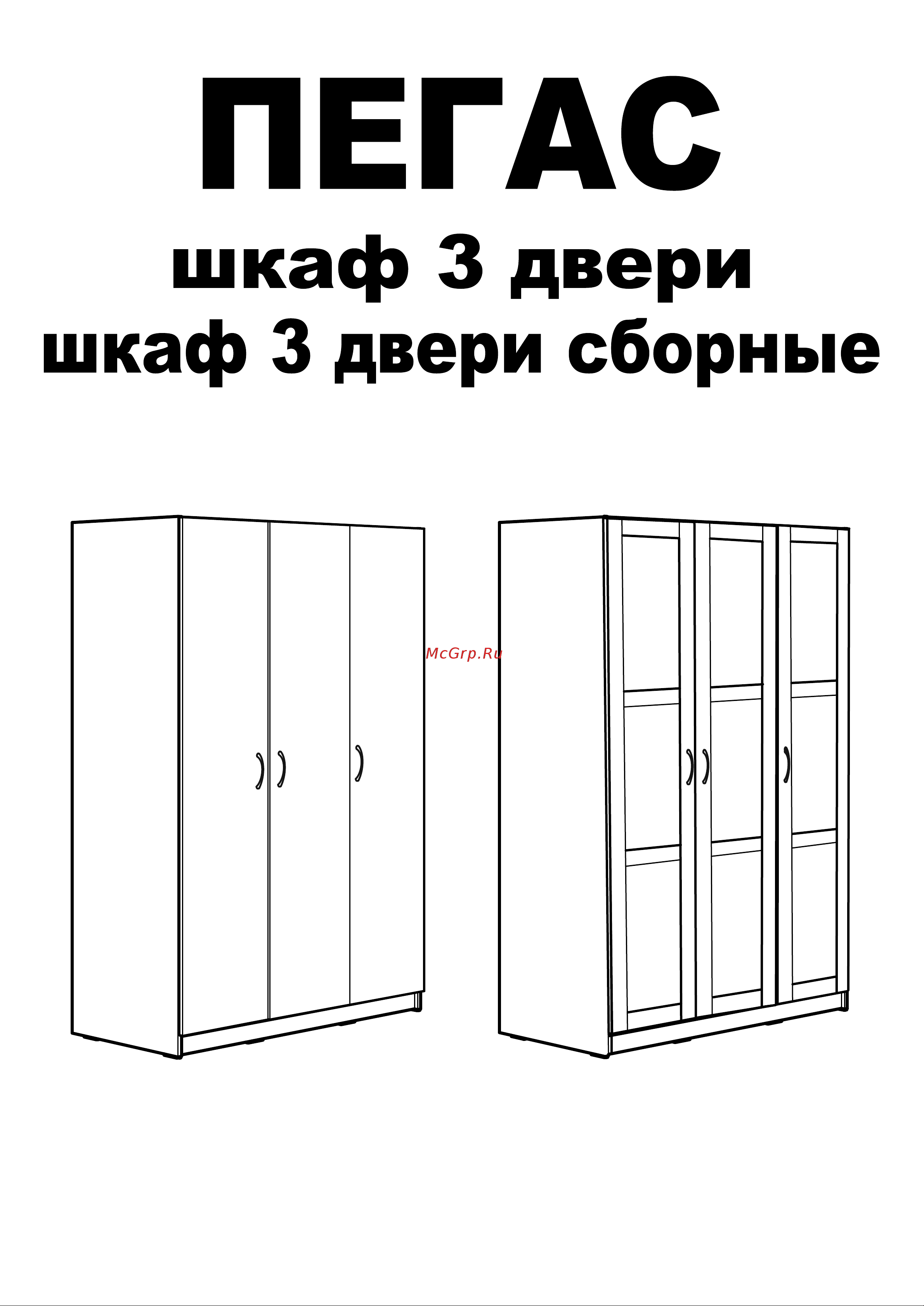 Шведский Стандарт ПЕГАС 3 сборных двери, 116x58x202 см, белый 2.04.01.090.1 Инструкция по сборке онлайн