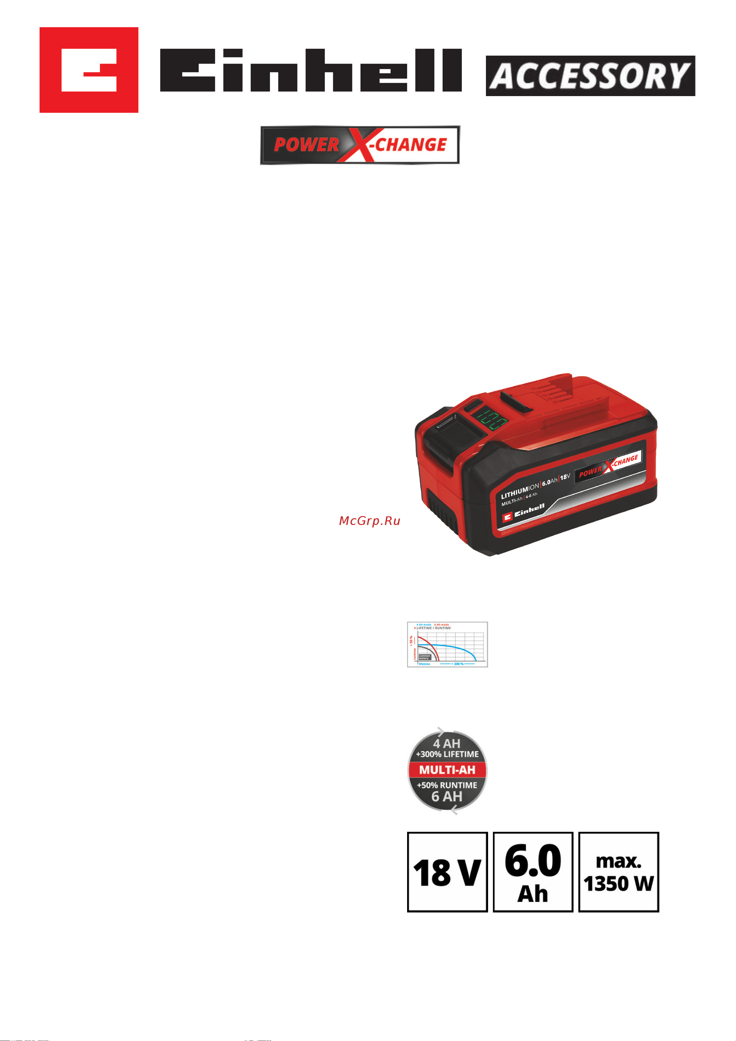 Einhell PXC Plus 18V 4-6 Ah Multi-Ah 4511502 Einhell 4511502 онлайн