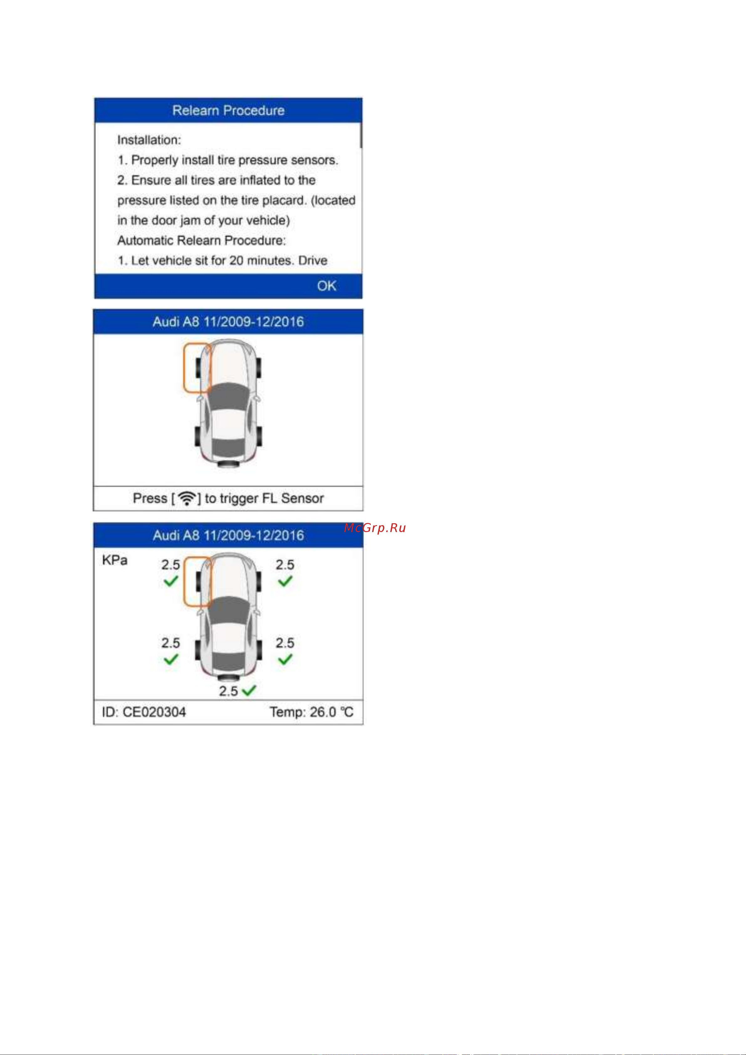 Autel MaxiTPMS TS508WF, OBD2 00-00010227 101000679 Руководство пользователя TS508 онлайн [50/75] 843291