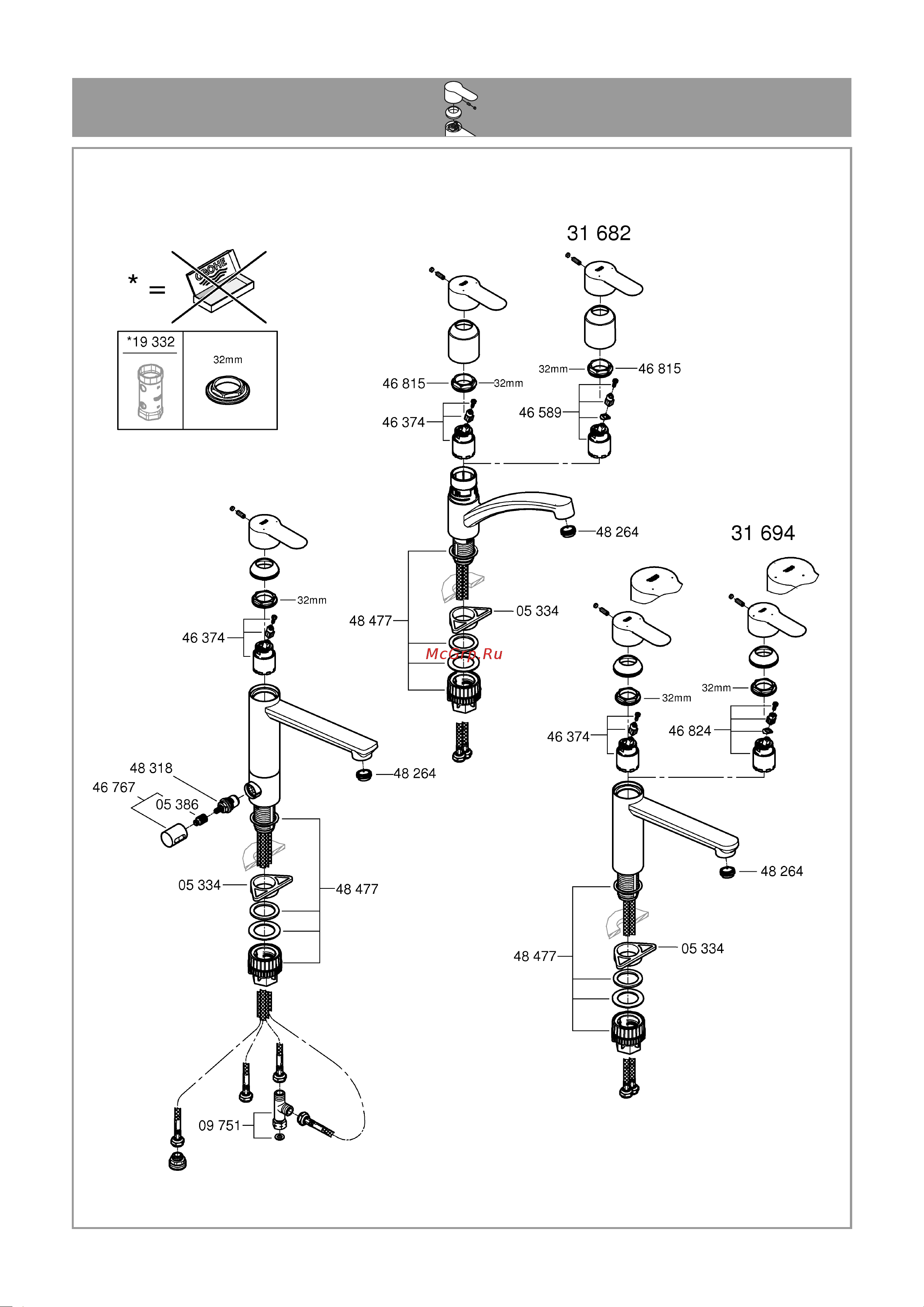 Grohe BauLoop средний излив 31706000 Инструкция к Grohe BauEdge 31693000 онлайн [9/10] 843918