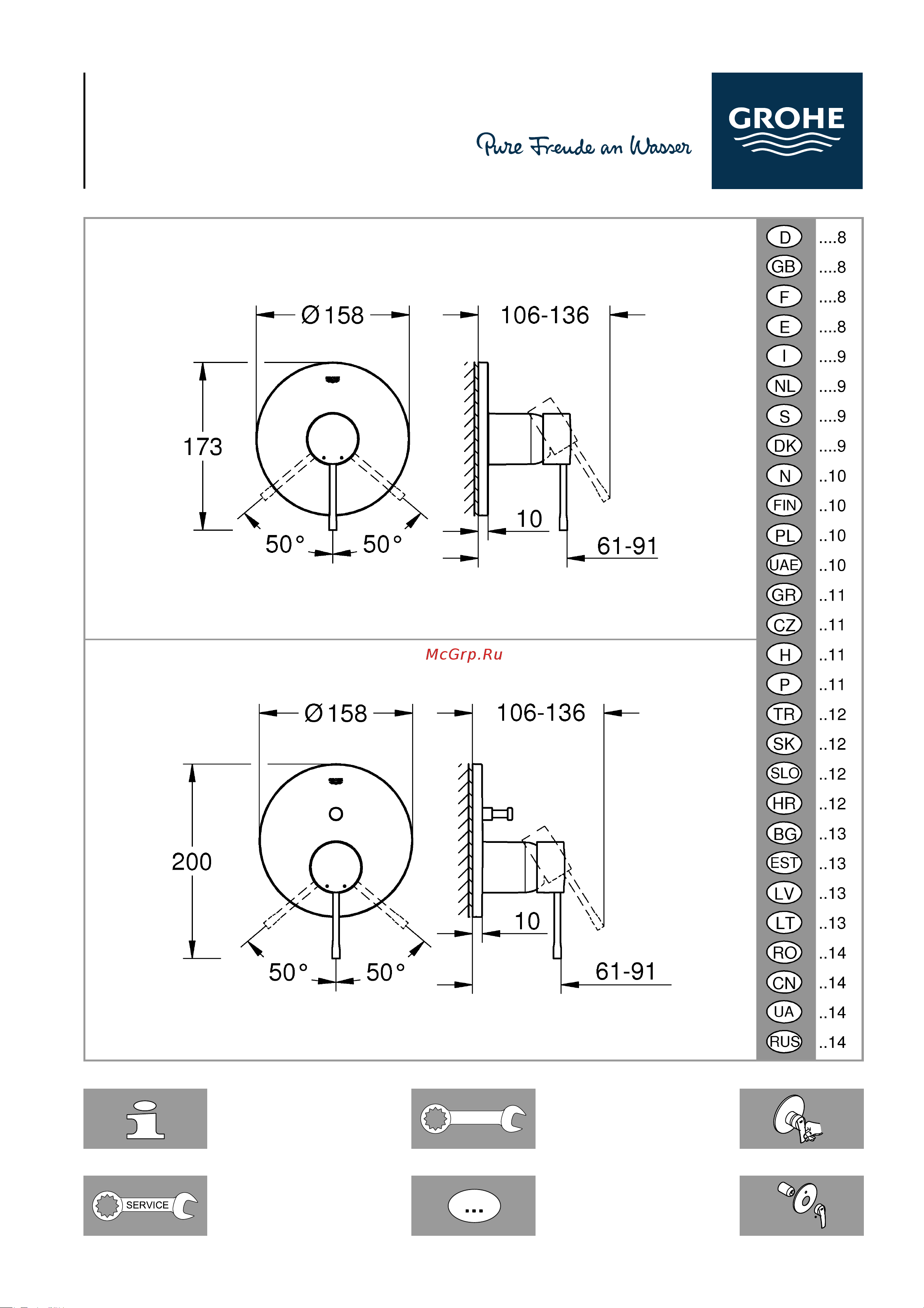 Grohe Essence круглая розетка 24058001 Инструкция к Grohe Essence 24058001 онлайн