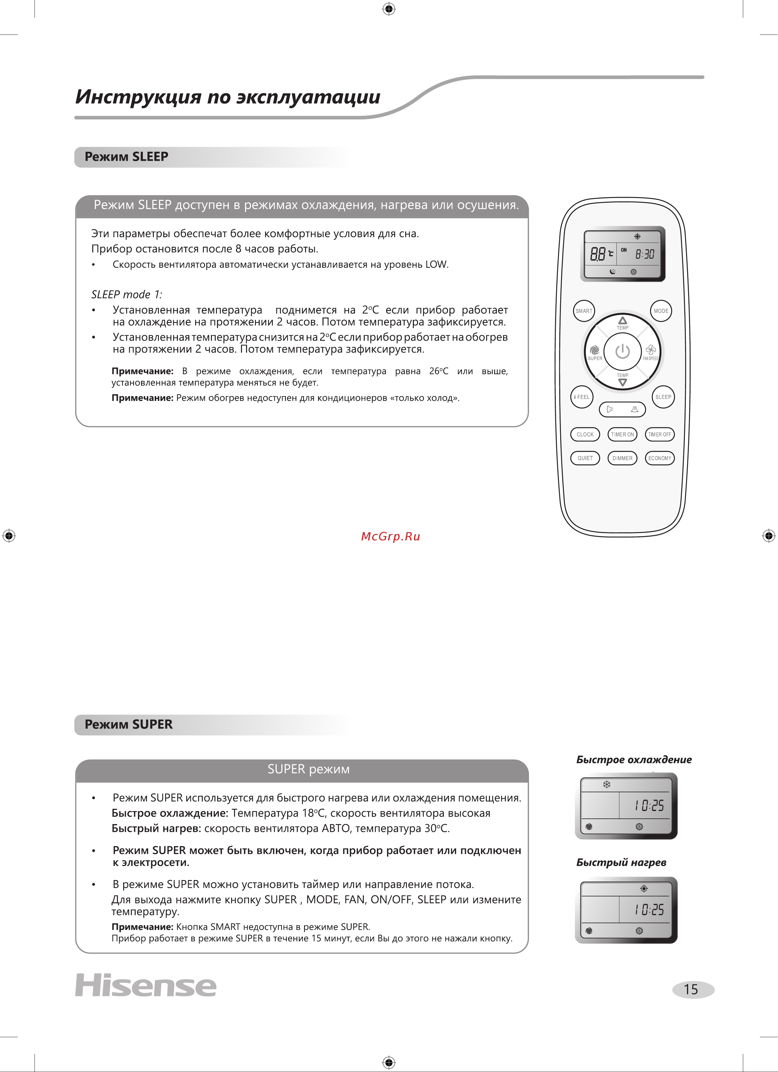 Hisense AUC-60UX4SFA/AUC-I-950/AUW-60U6SP1 Руководство по эксплуатации онлайн [15/28] 844800