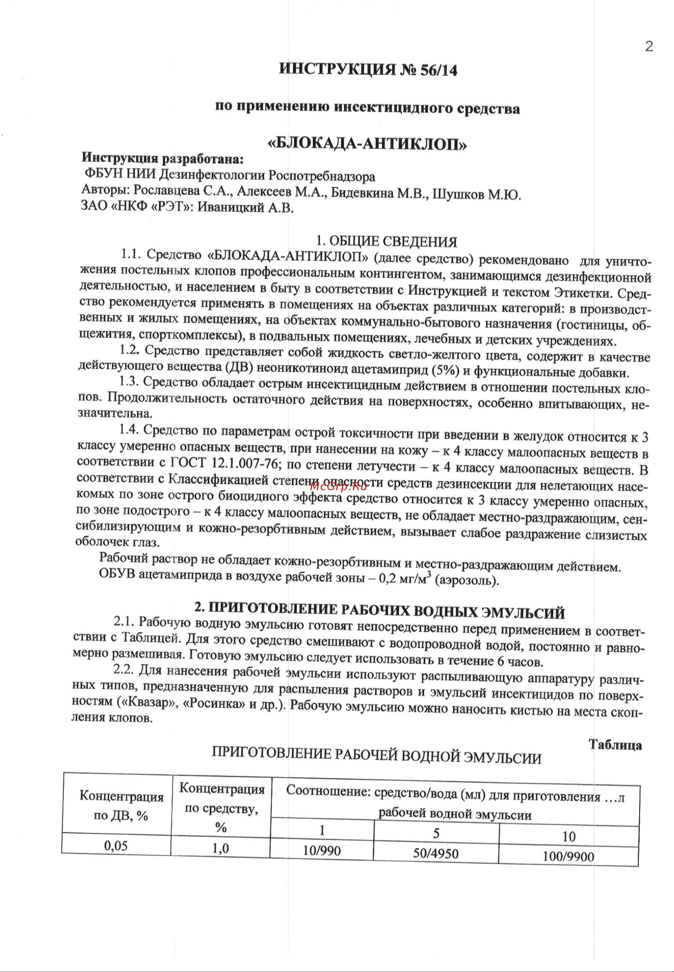 Блокада антиклоп 125 мл МПут-00000115 Инструкция онлайн [2/4] 845056