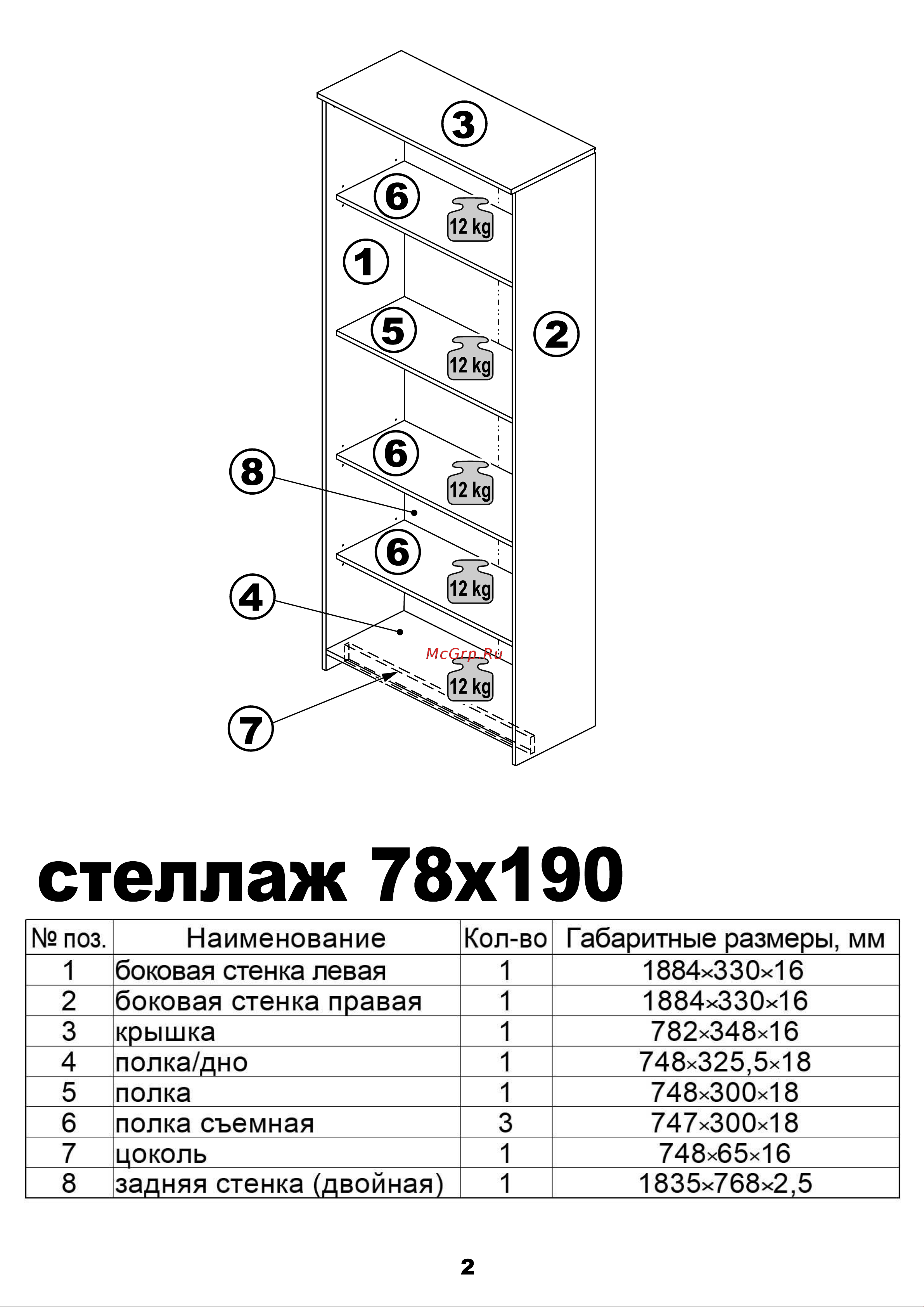 Шведский Стандарт СИРИУС 5 полок, 39x34x190 см, черный, дуб венге 2.02.07.150.5 Инструкция по сборке онлайн [2/12] 845803