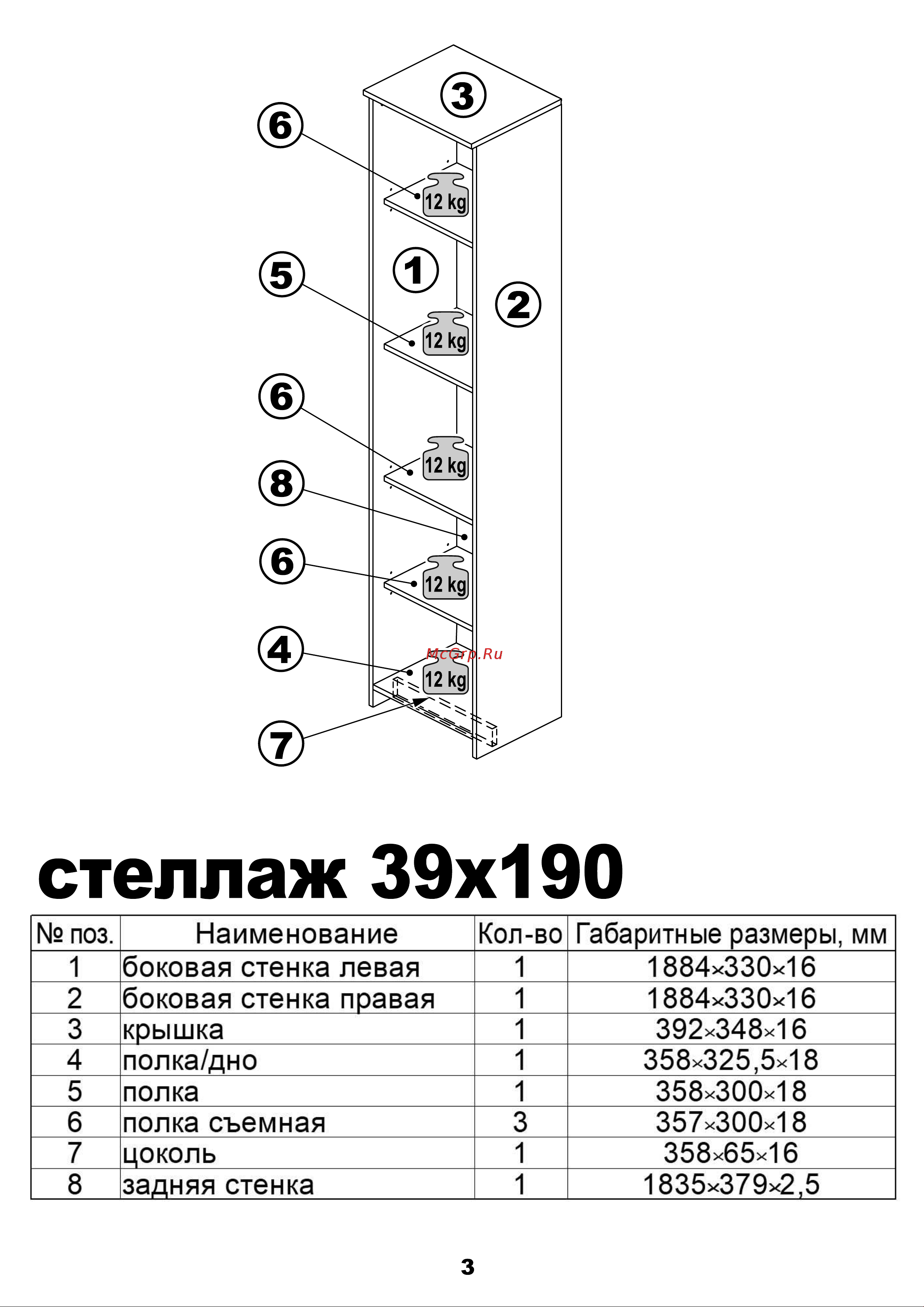 Шведский Стандарт СИРИУС 5 полок, 39x34x190 см, черный, дуб венге 2.02.07.150.5 Инструкция по сборке онлайн [3/12] 845803