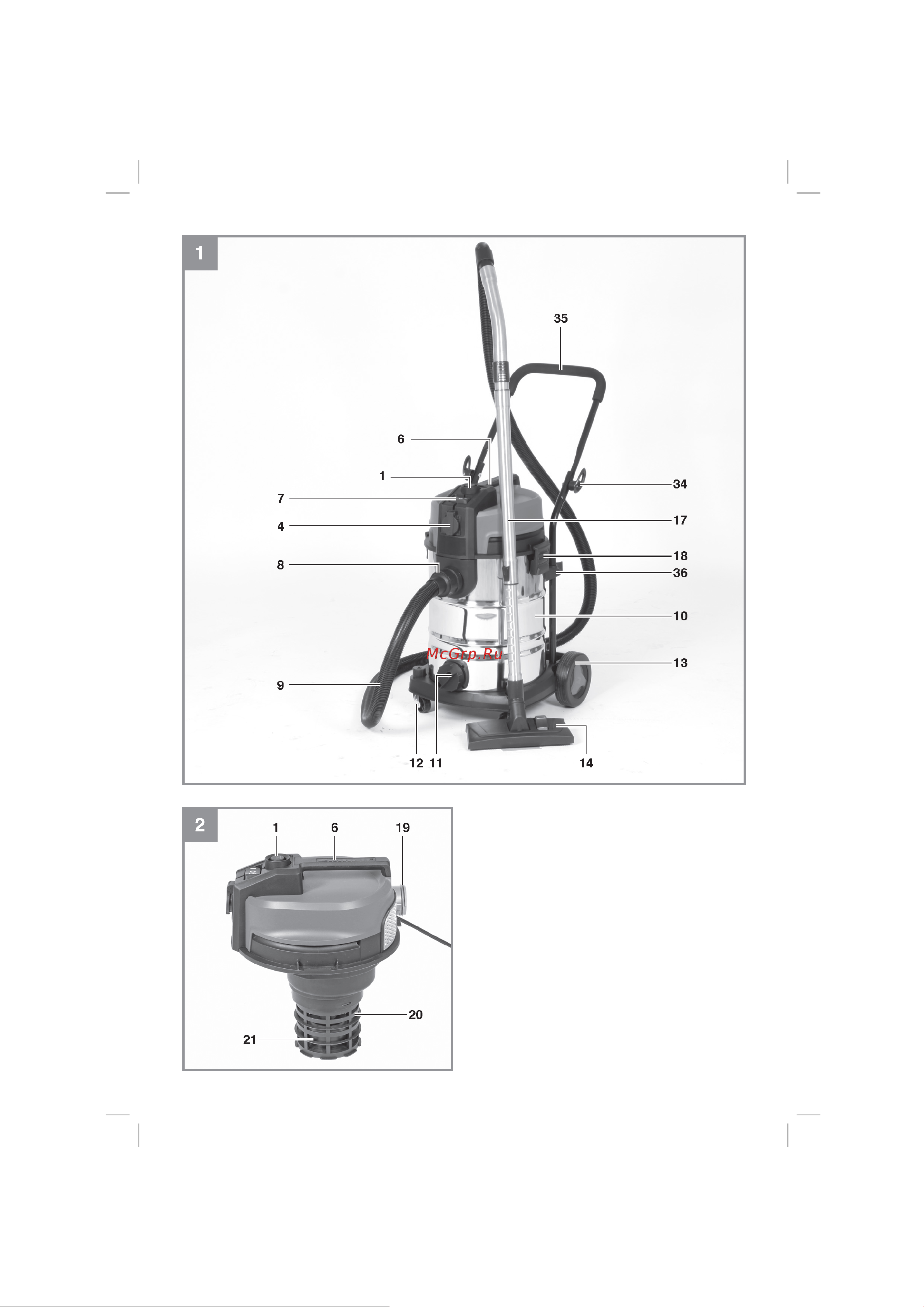 Einhell te-vc 2230 sacl,1400 Вт, 220 мбар, 30 л, очистка фильтра, розетка 2342465 Инструкция к Einhell te-vc 2230 sacl 2342465 онлайн [2/16] 846206
