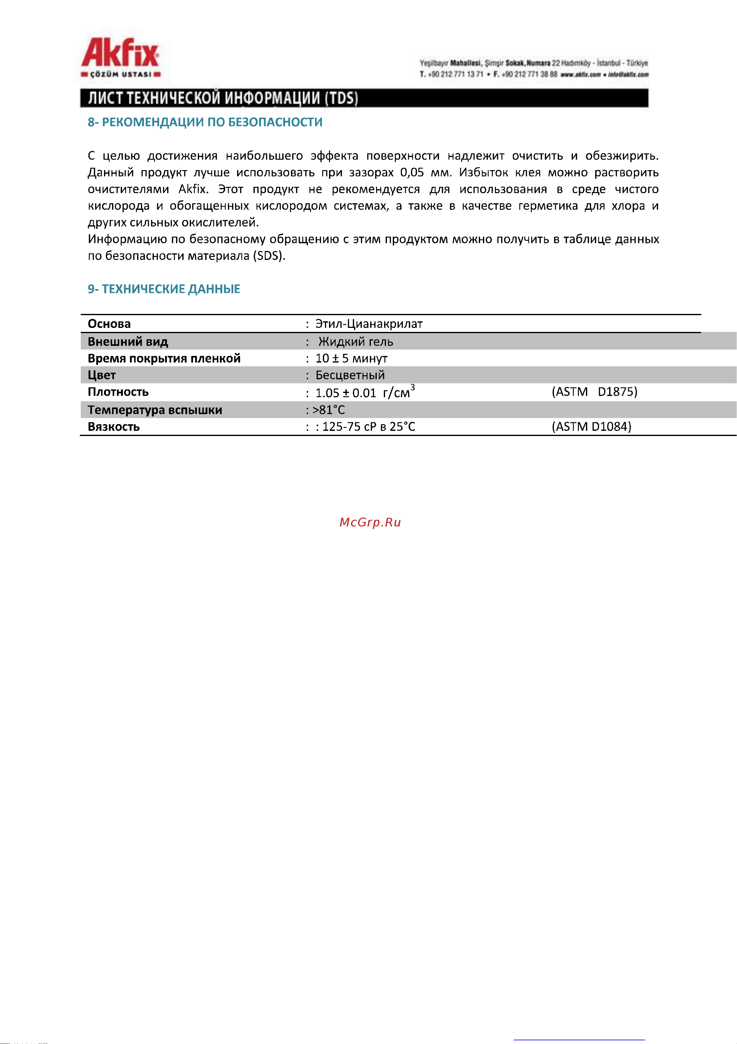 Akfix 303 3 гр GA0031 Технические характеристики онлайн [2/2] 846396